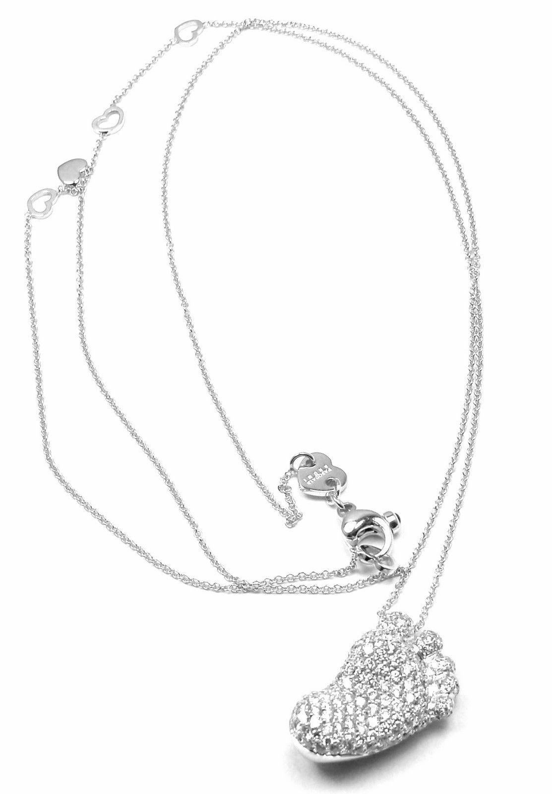 Women's or Men's Pasquale Bruni ORME Footsteps Diamond Foot White Gold Pendant Necklace For Sale