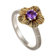 Pasquale Bruni Penelope Petite 18 Karat Yellow Gold and Silver Amethyst Ring