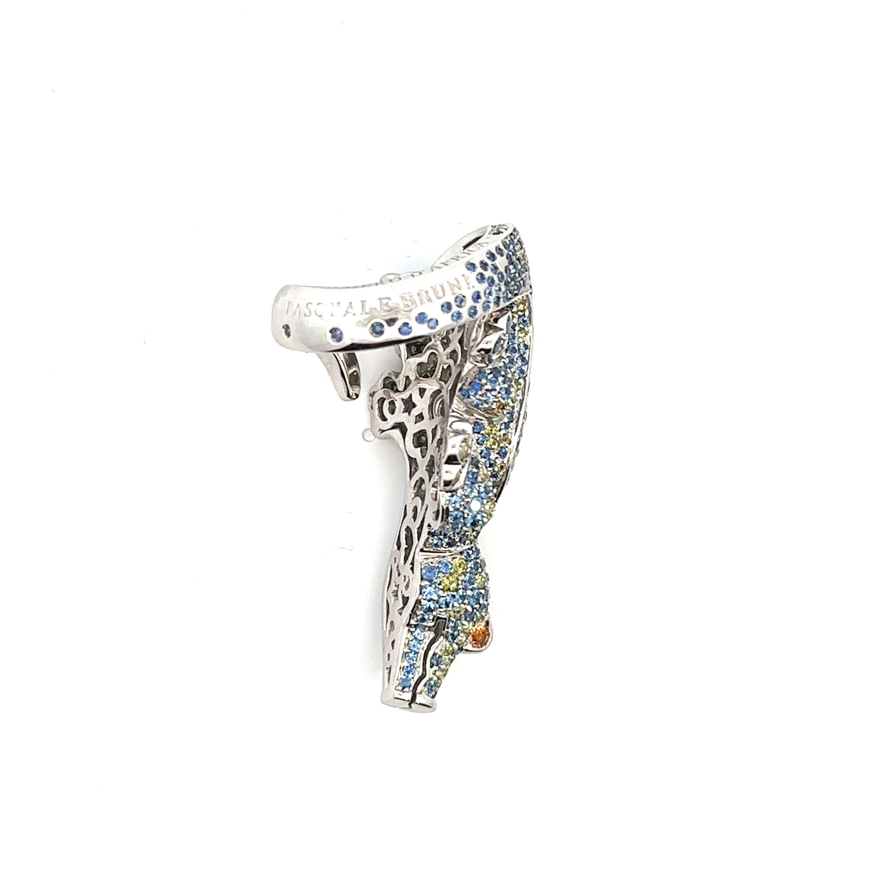 Modern Pasquale Bruni 'Pensiero D’Africa' Sapphire Garnet and Topaz Crocodile Ring For Sale