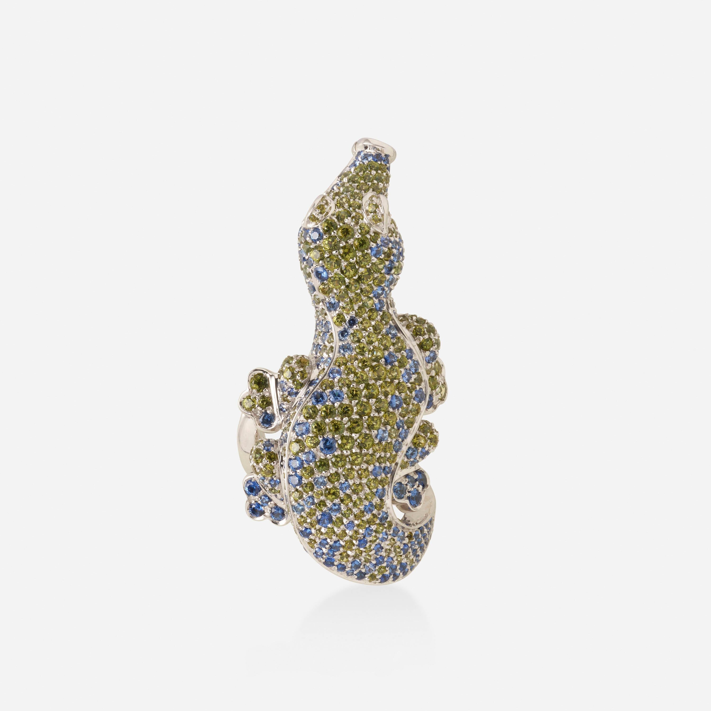 Pasquale Bruni 'Pensiero D’Africa' Sapphire Garnet and Topaz Crocodile Ring In Excellent Condition For Sale In New York, NY