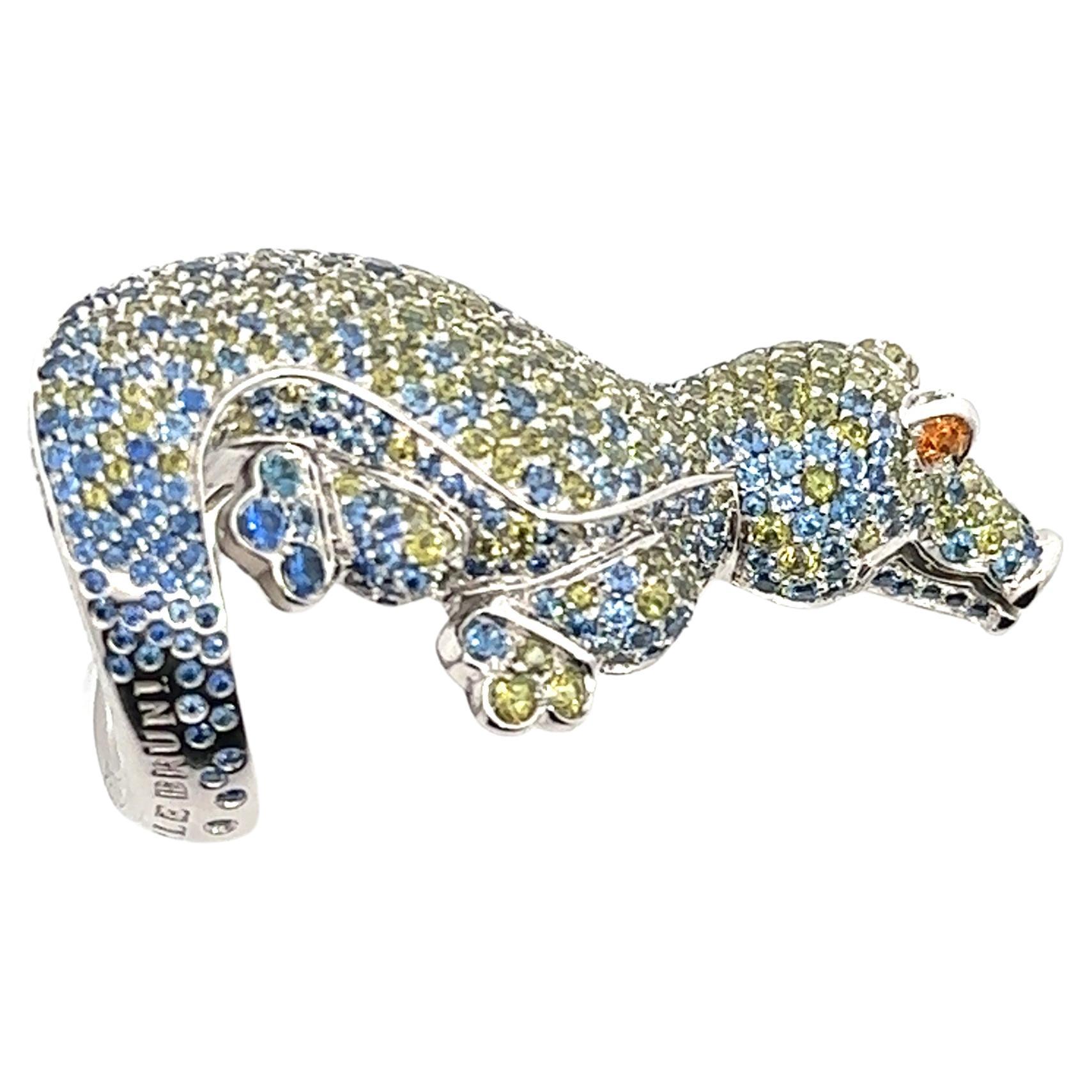 Pasquale Bruni 'Pensiero D’Africa' Sapphire Garnet and Topaz Crocodile Ring For Sale