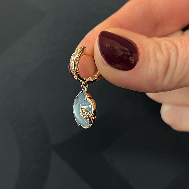 Pasquale Bruni Petit Joli Lunaire Earrings 18K Rose Gold Diamond and Moonstone For Sale 1