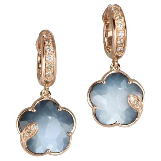 Pasquale Bruni Petit Joli Lunaire Earrings 18K Rose Gold Diamond and Moonstone