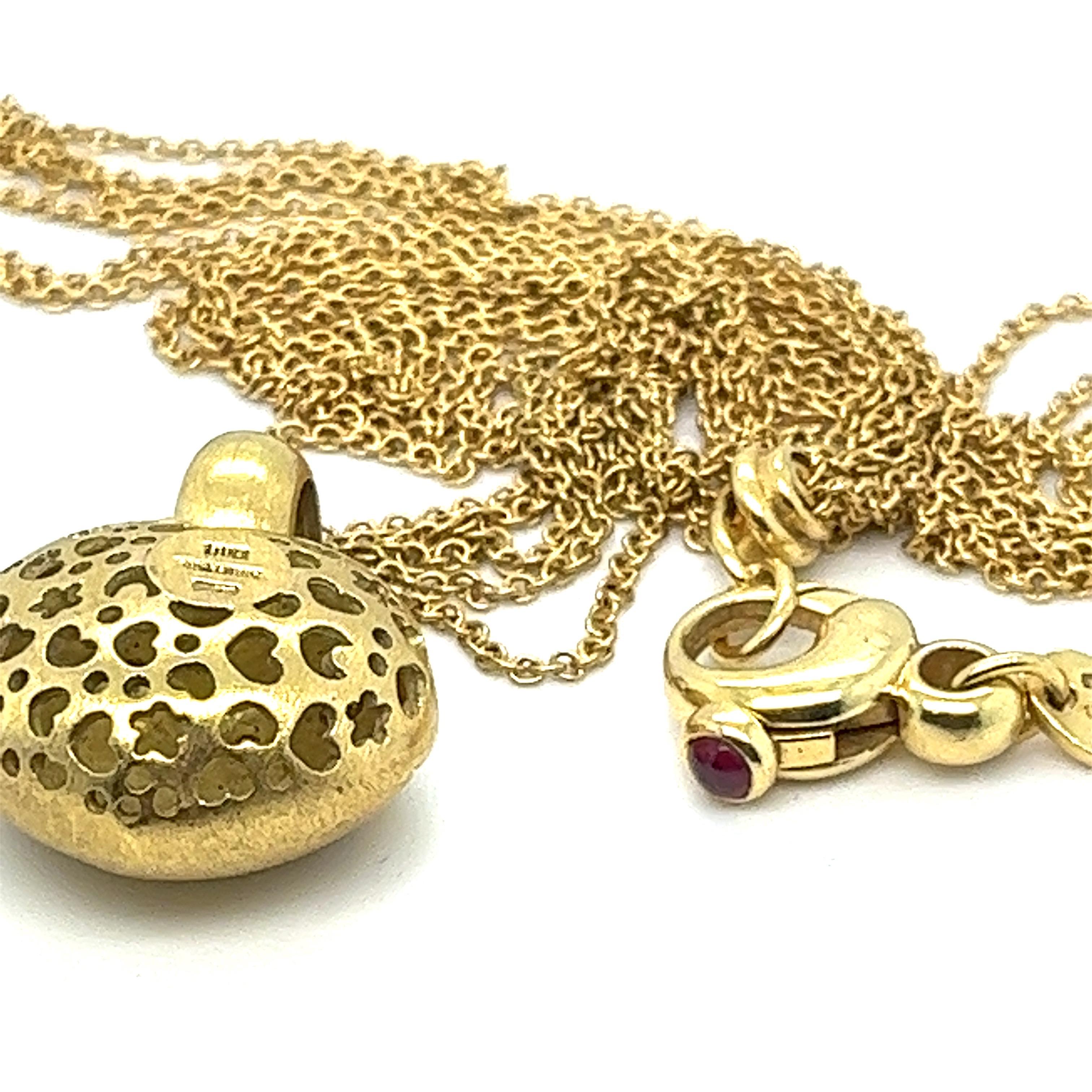 Pasquale Bruni Puffed Heart Amore Anhänger an Dreifachkette Halskette, 18 Karat Gold 5