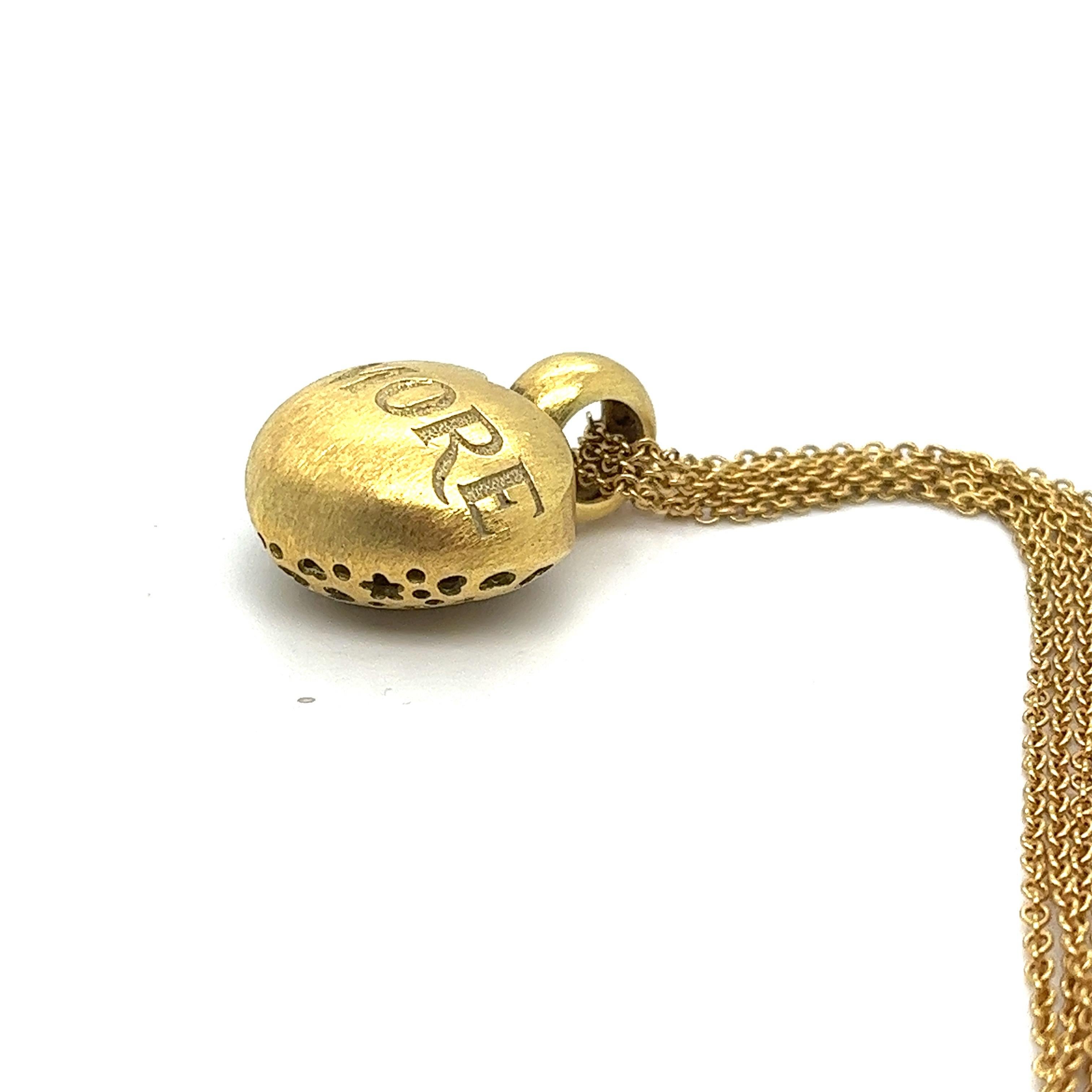 Pasquale Bruni Puffed Heart Amore Anhänger an Dreifachkette Halskette, 18 Karat Gold 1