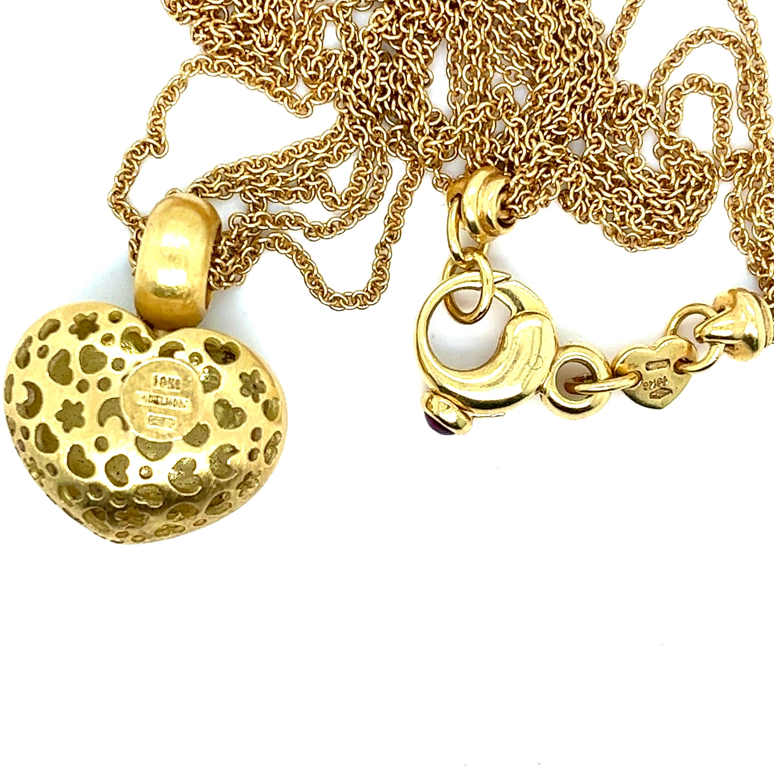 Pasquale Bruni Puffed Heart Amore Anhänger an Dreifachkette Halskette, 18 Karat Gold 3