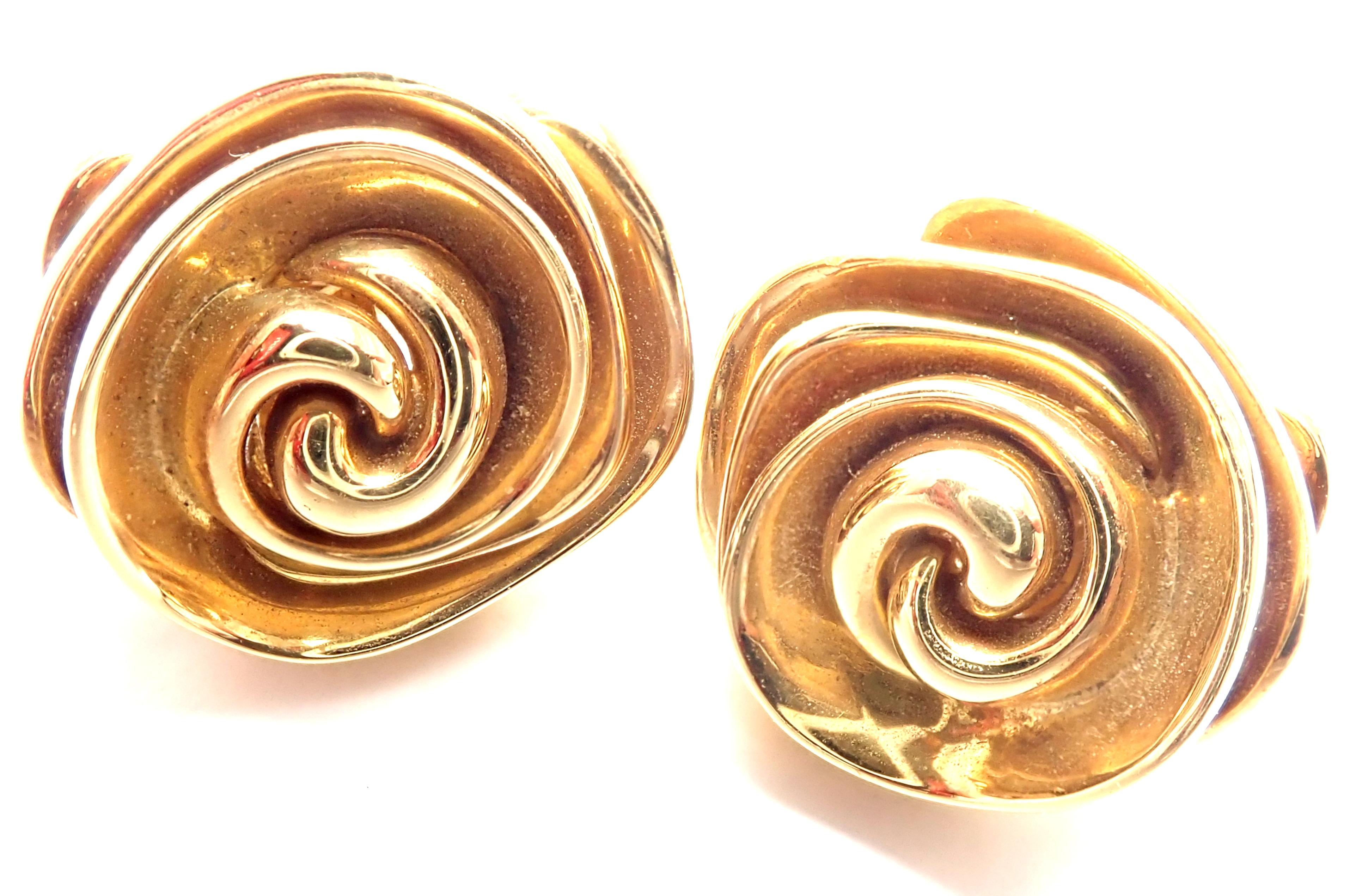 Women's or Men's Pasquale Bruni Rose Flower Yellow Gold Drop Earrings