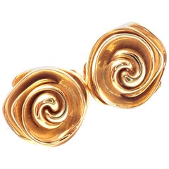 Pasquale Bruni Rose Flower Yellow Gold Drop Earrings