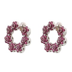 Pasquale Bruni Orecchini a cerchio con zaffiro rosa rotondo in oro bianco 18 carati 6.00Ctw