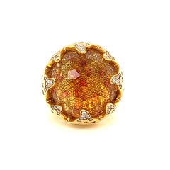 Pasquale Bruni Sissi 32.74ct Citrine & Diamond 18k Yellow Gold Dome Ring