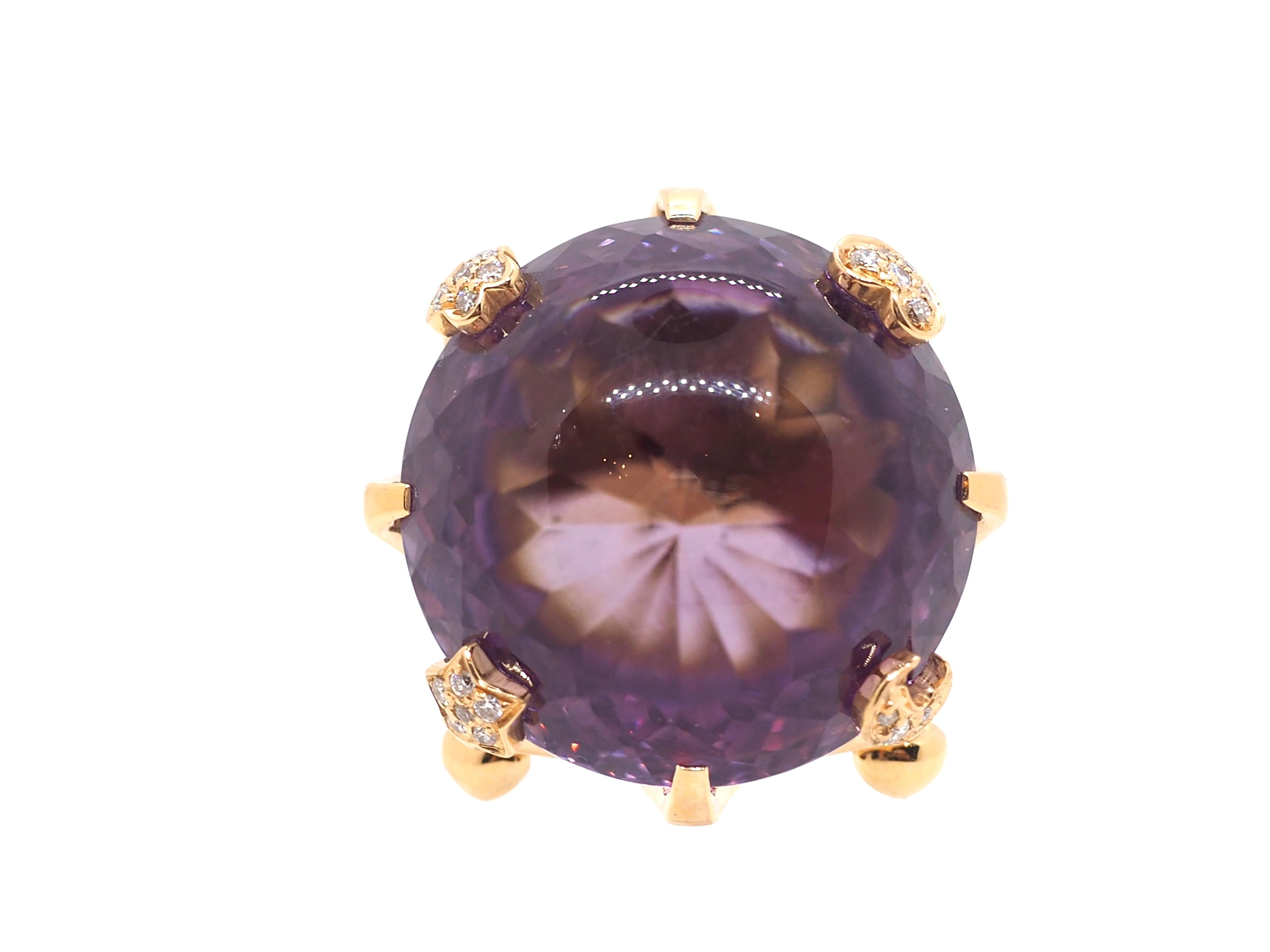 Cabochon Pasquale Bruni Sissi Amethyst Diamond Gold Ring 18K