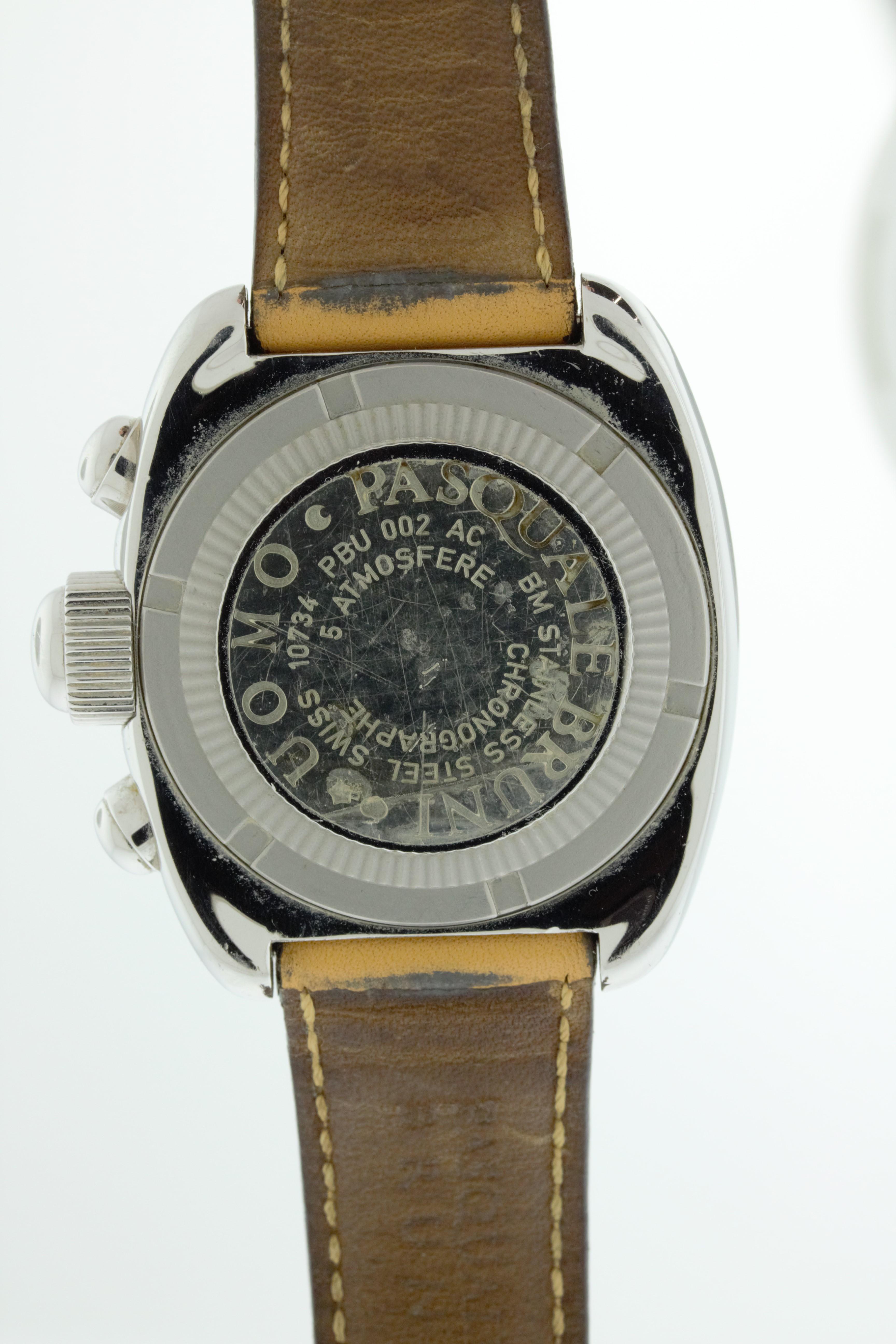 Pasquale Bruni Edelstahl-Chronographuhr im Zustand „Relativ gut“ im Angebot in New York, NY