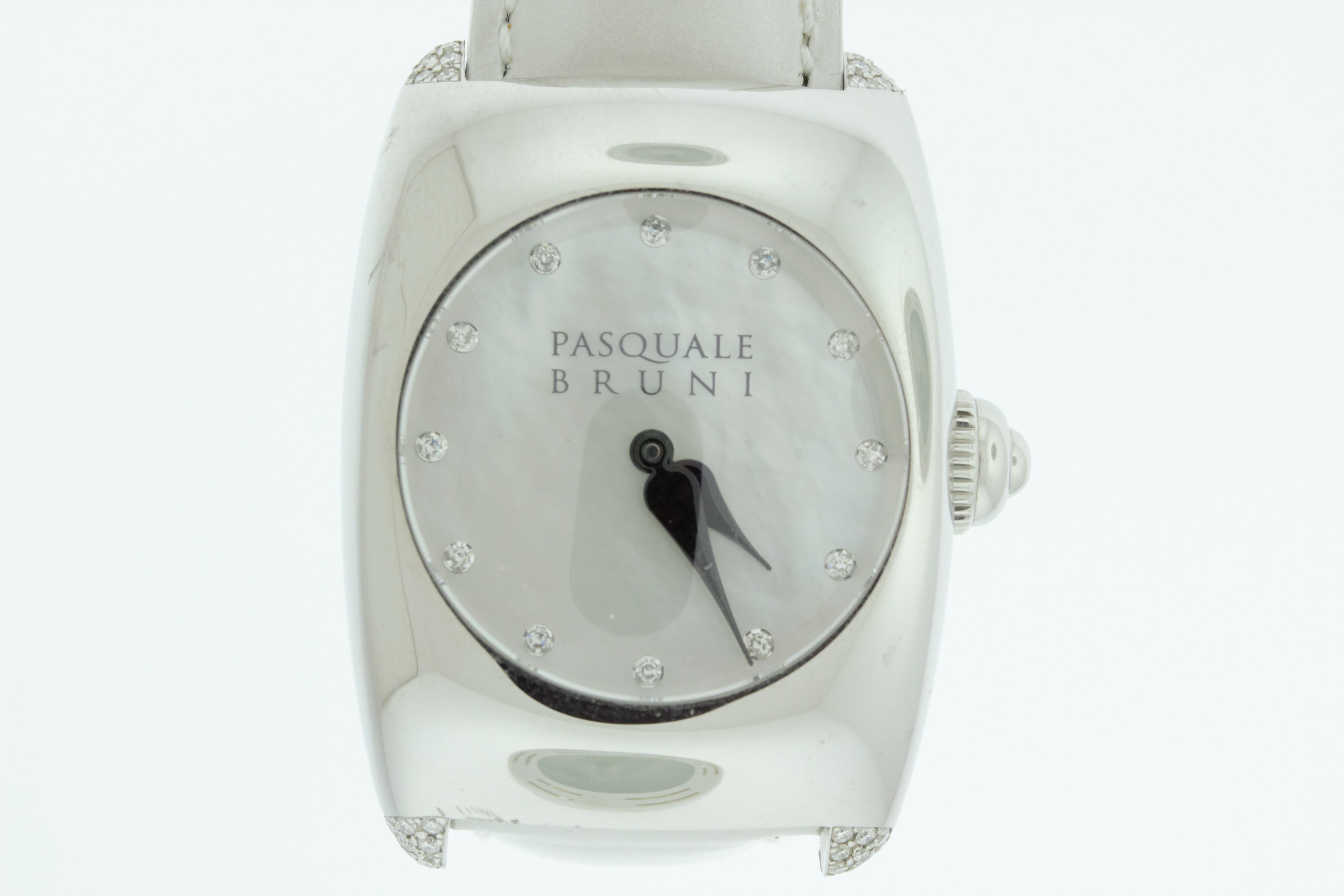 Round Cut Pasquale Bruni Stainless Steel Diamond Marker Ladies Watch For Sale