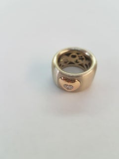 Pasquale Bruni White and Rose Gold Diamond Heart Cut Band Ring