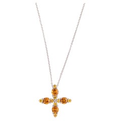 Pasquale Bruni White Gold and Orange Quartz Cross