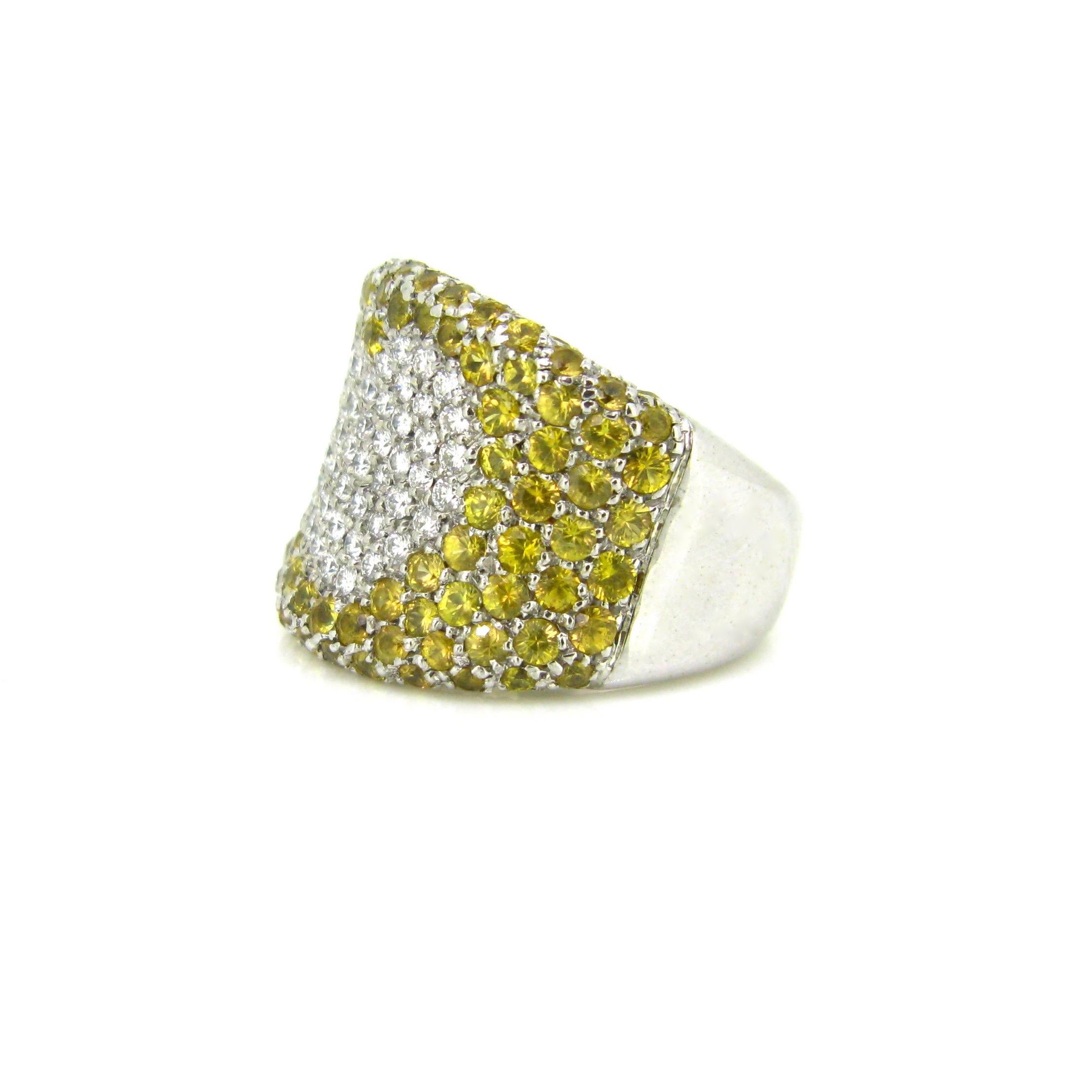 Modern Pasquale Bruni Yellow Sapphires Diamonds Heart Band Fashion Cocktail Ring