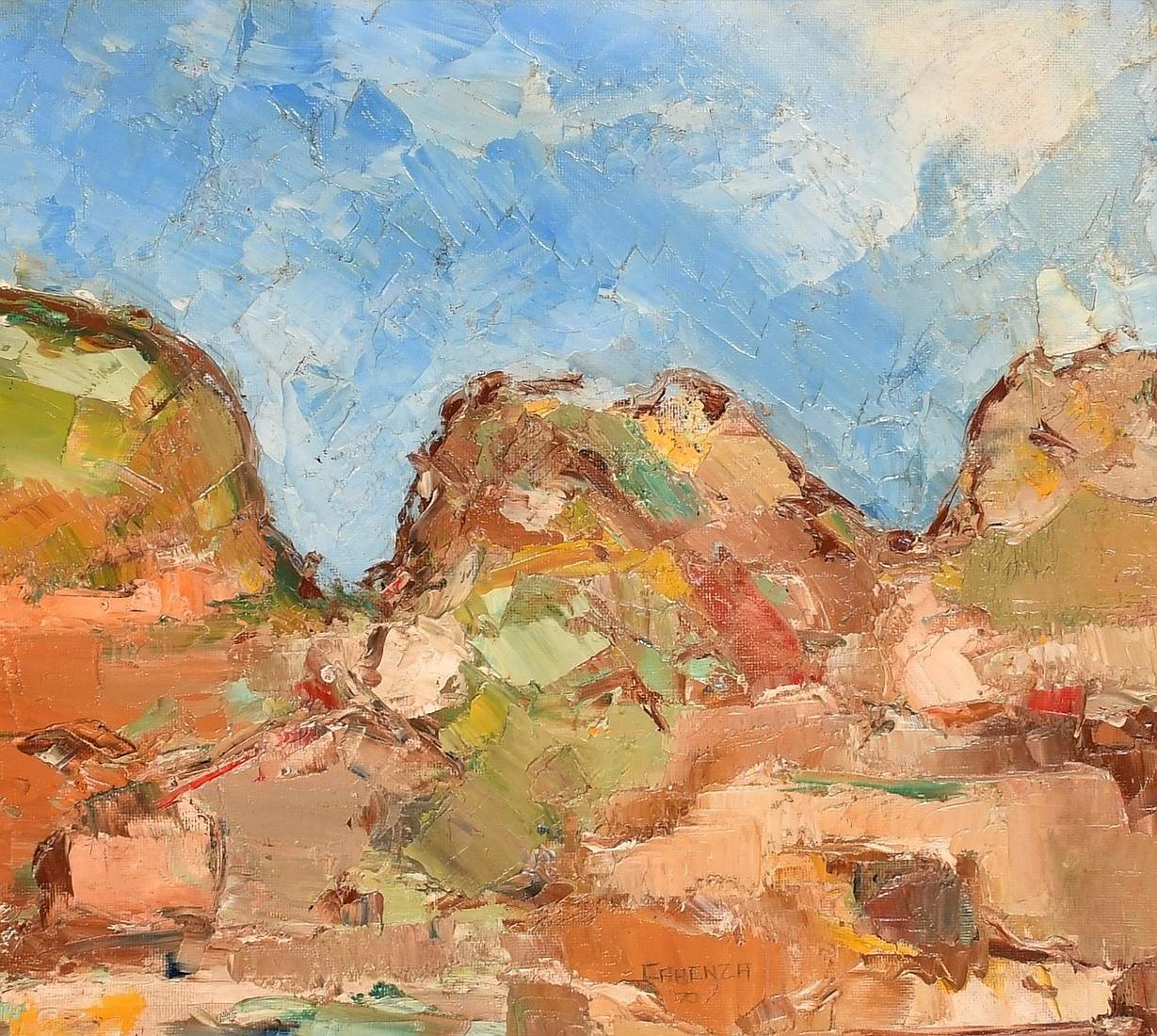 Mountain Landscape - Großes spanisches impressionistisches Ölgemälde aus der Mitte des 20. Jahrhunderts – Painting von Pasquale Carenza 