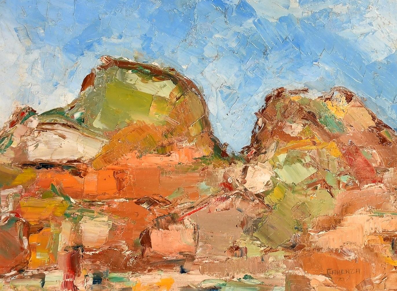 Mountain Landscape - Großes spanisches impressionistisches Ölgemälde aus der Mitte des 20. Jahrhunderts (Impressionismus), Painting, von Pasquale Carenza 