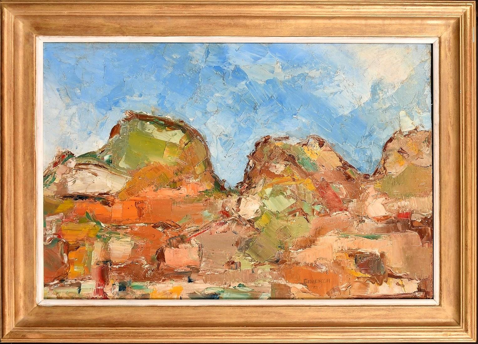 Mountain Landscape - Großes spanisches impressionistisches Ölgemälde aus der Mitte des 20. Jahrhunderts