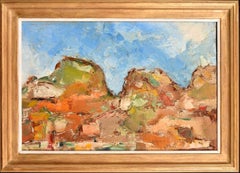 Paesaggio di montagna - Grande dipinto a olio impressionista spagnolo della metà del XX secolo
