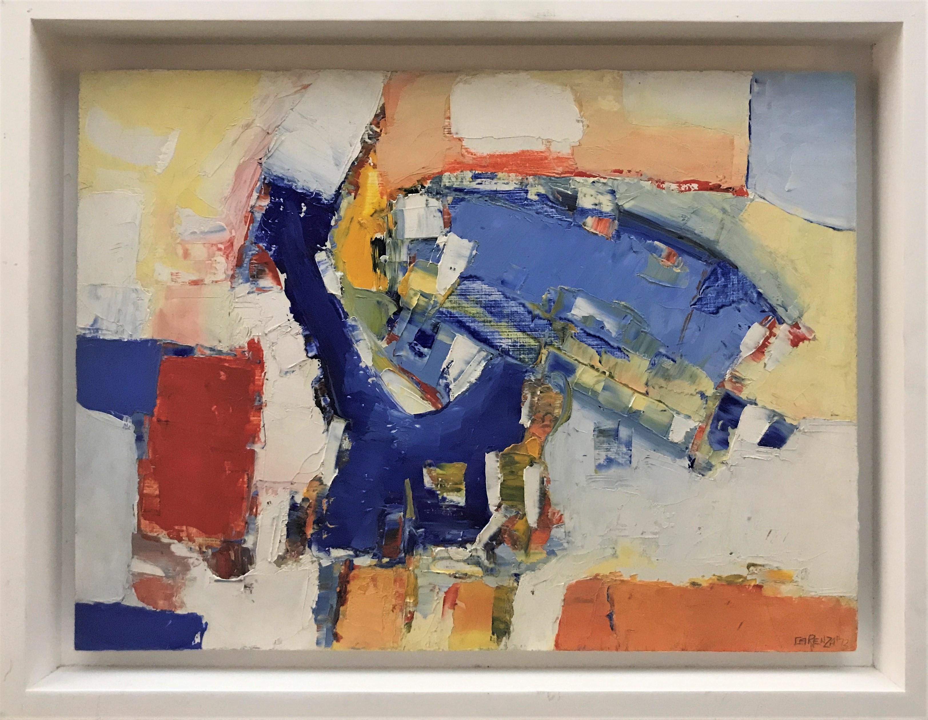 Abstract, original oil on canvas, 20th Century, signed and dated bottom right - Painting by Pasquale Carenza