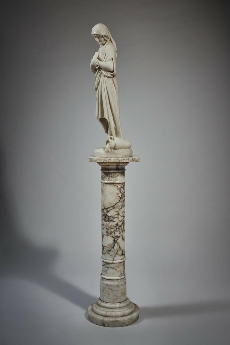 A fine carrara marble figure of Rebecca. Signed P. Romanelli/Florence

Title: Rebecca at the well
Artist: Pasquale Romanelli (1812-1887)
Origin: Italian
Date: 19th century
Size: 31 1/4 inches high