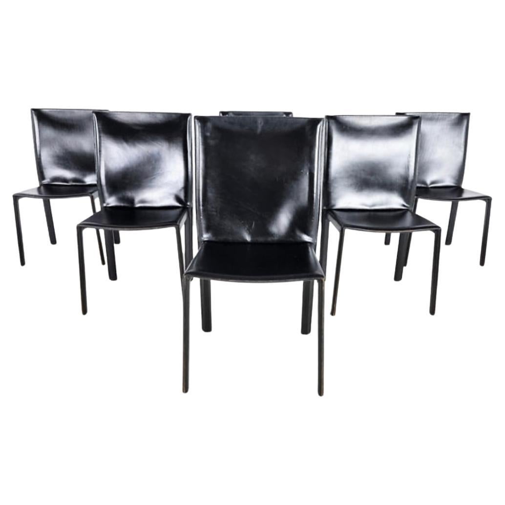 Pasqualina Black Leather Dining Chairs by Enrico Pellizzoni, Set of 6 1