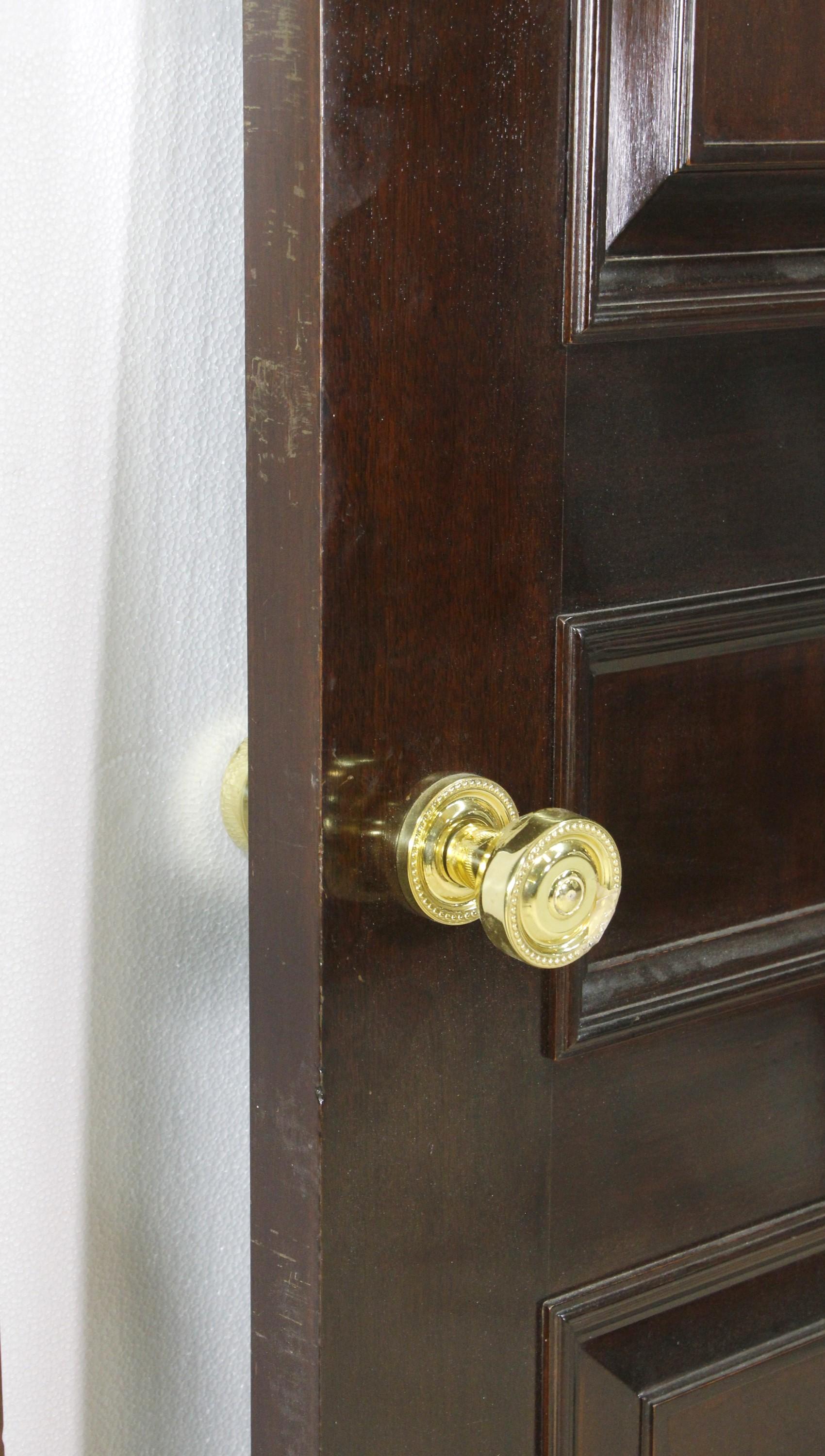 Passage Double Doors Solid Wood W. Dark Tone Gloss Finish and Hardware 1