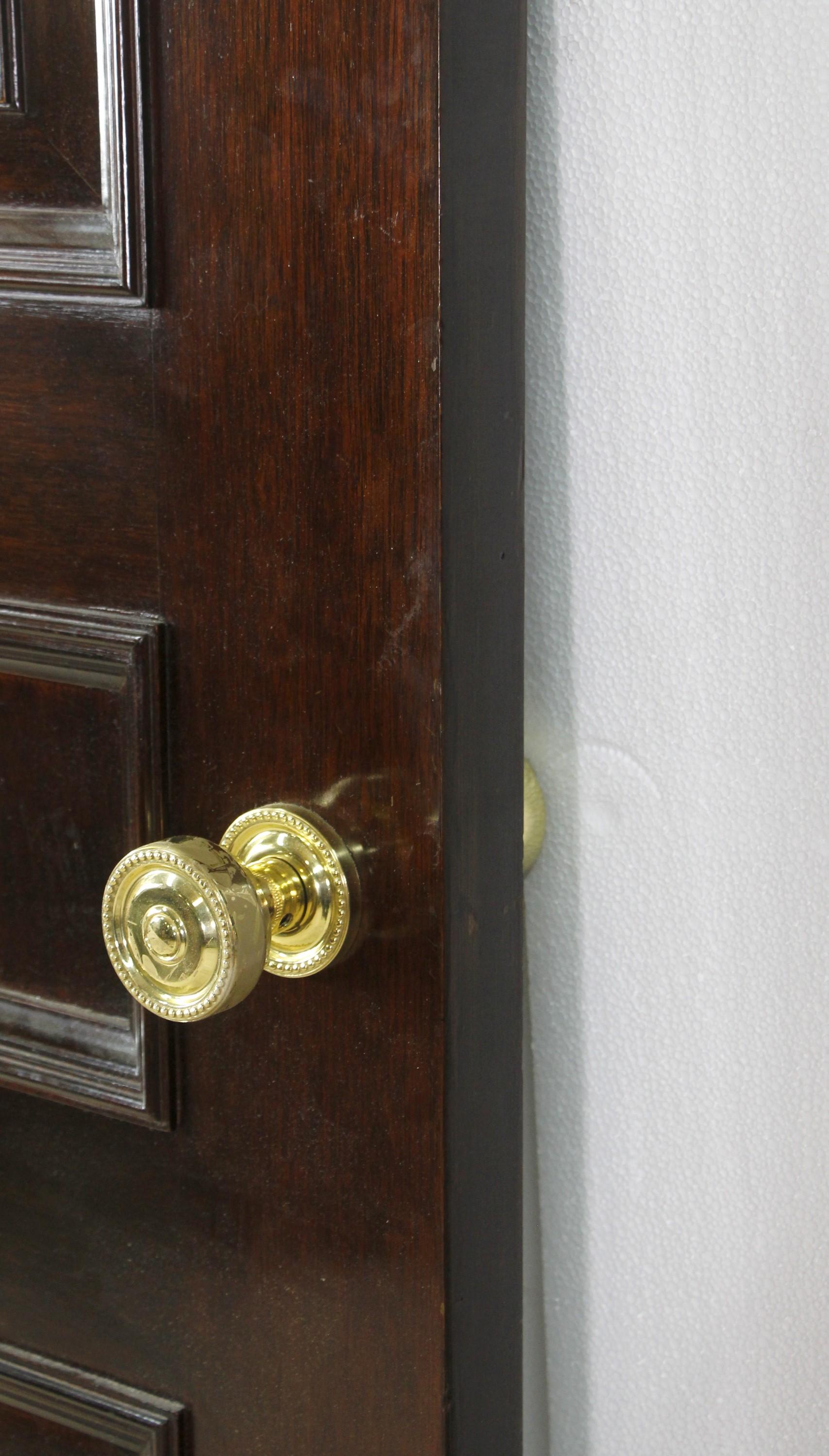 Passage Double Doors Solid Wood W. Dark Tone Gloss Finish and Hardware 2