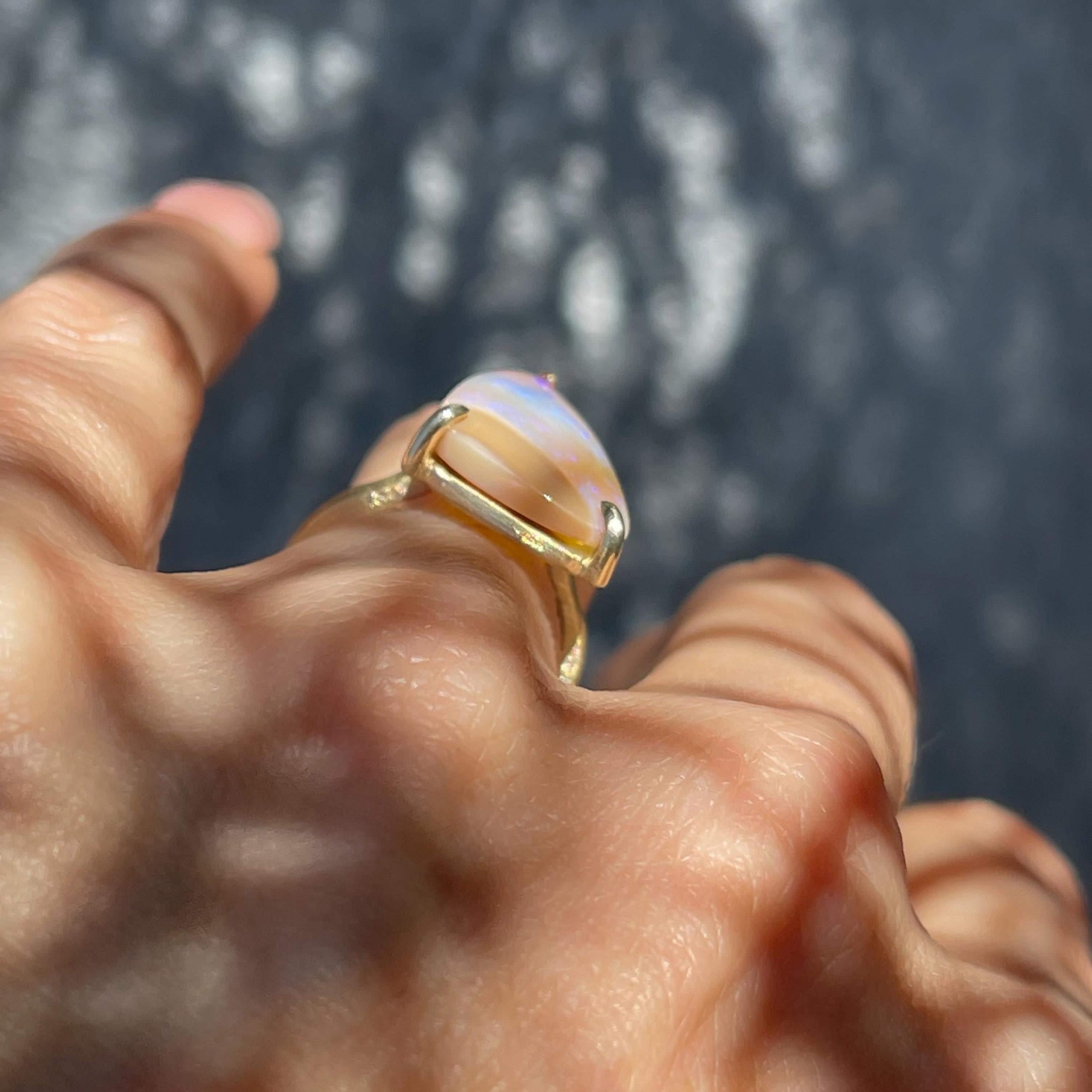 Passage of Time Australian Opal Ring in 14k Gold by NIXIN Jewelry For Sale 5
