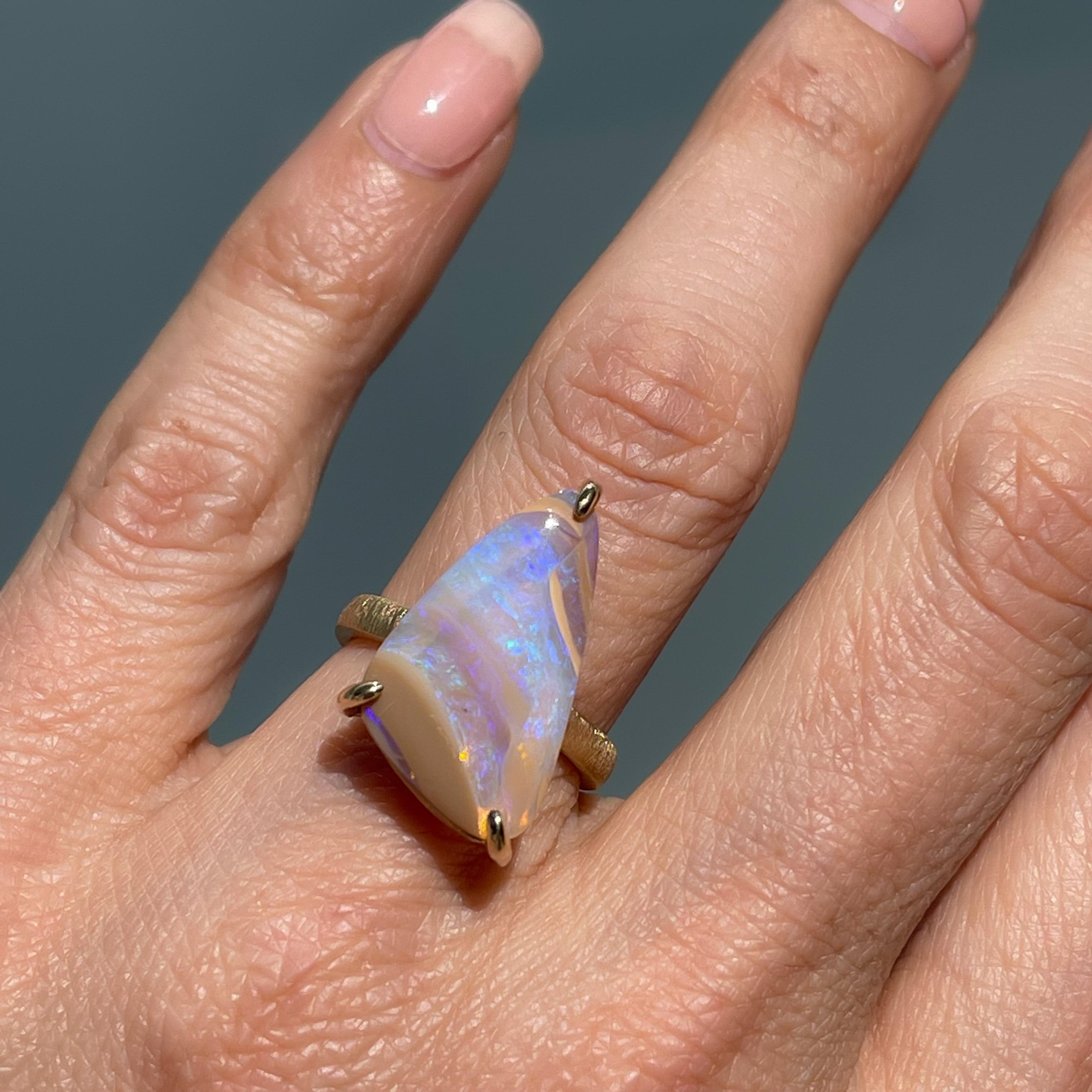 Passage of Time Australian Opal Ring in 14k Gold by NIXIN Jewelry For Sale 6
