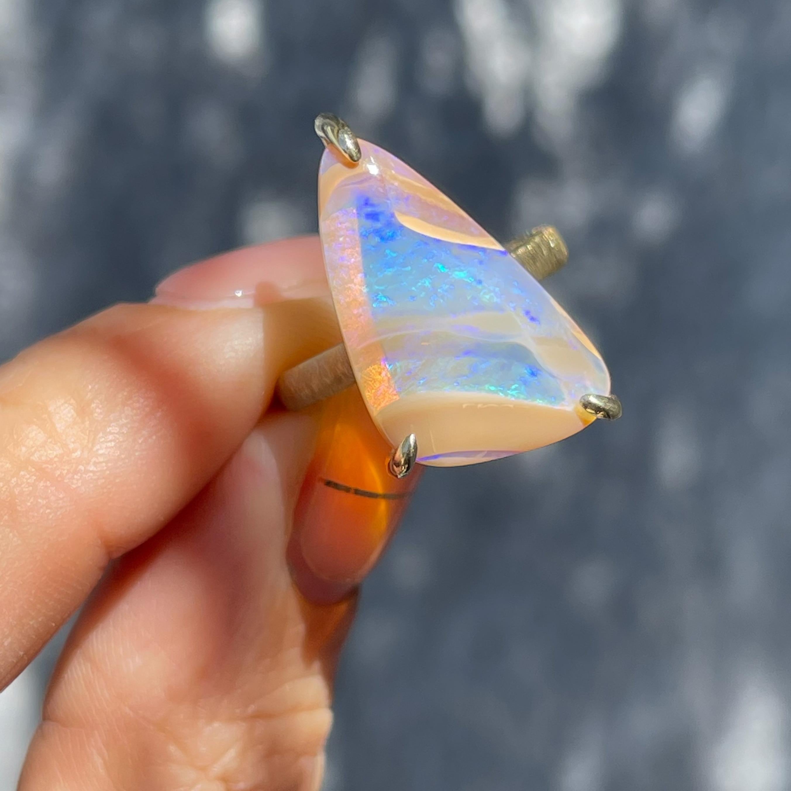 Trillion Cut Passage of Time Australian Opal Ring in 14k Gold by NIXIN Jewelry For Sale