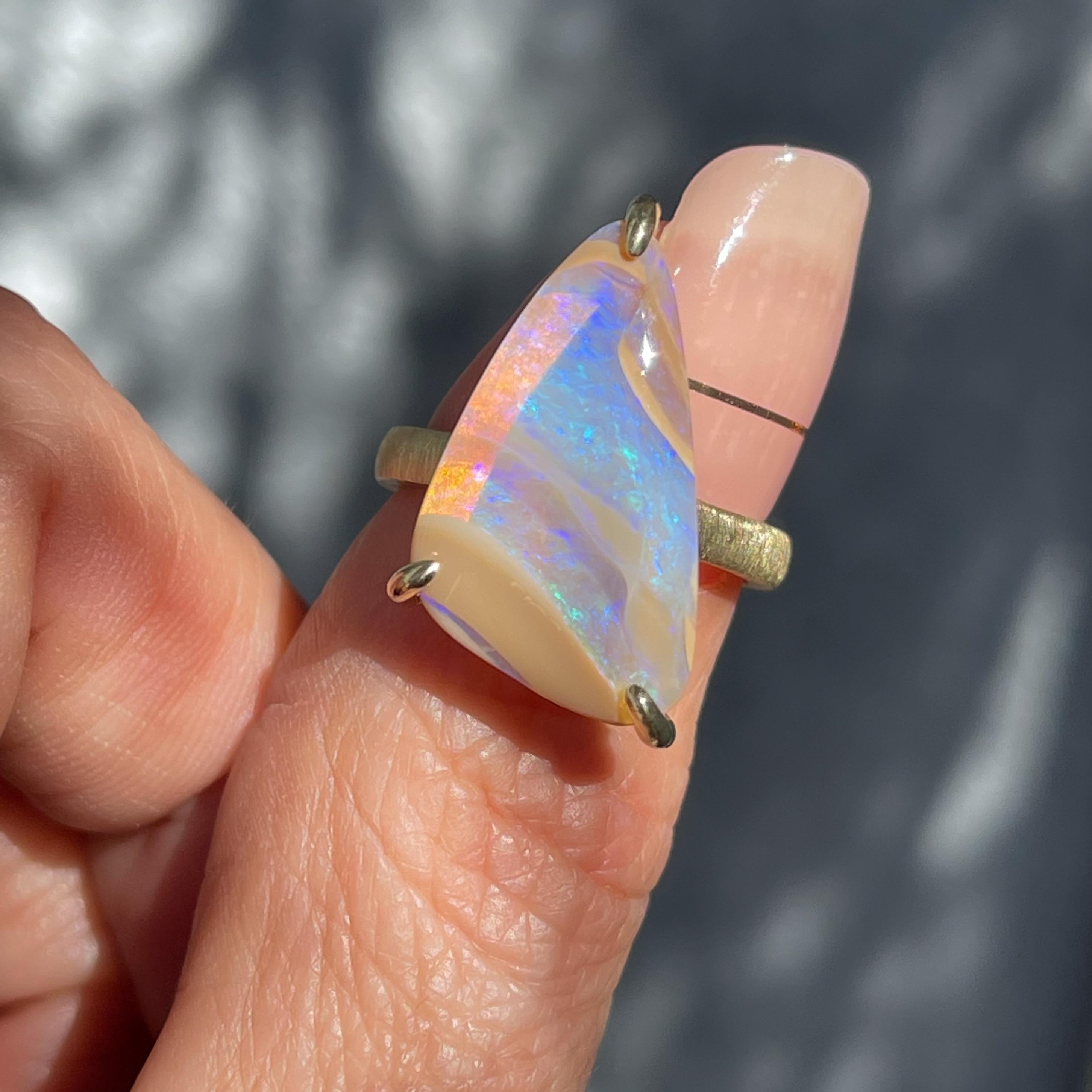Passage of Time Australian Opal Ring in 14k Gold by NIXIN Jewelry For Sale 2