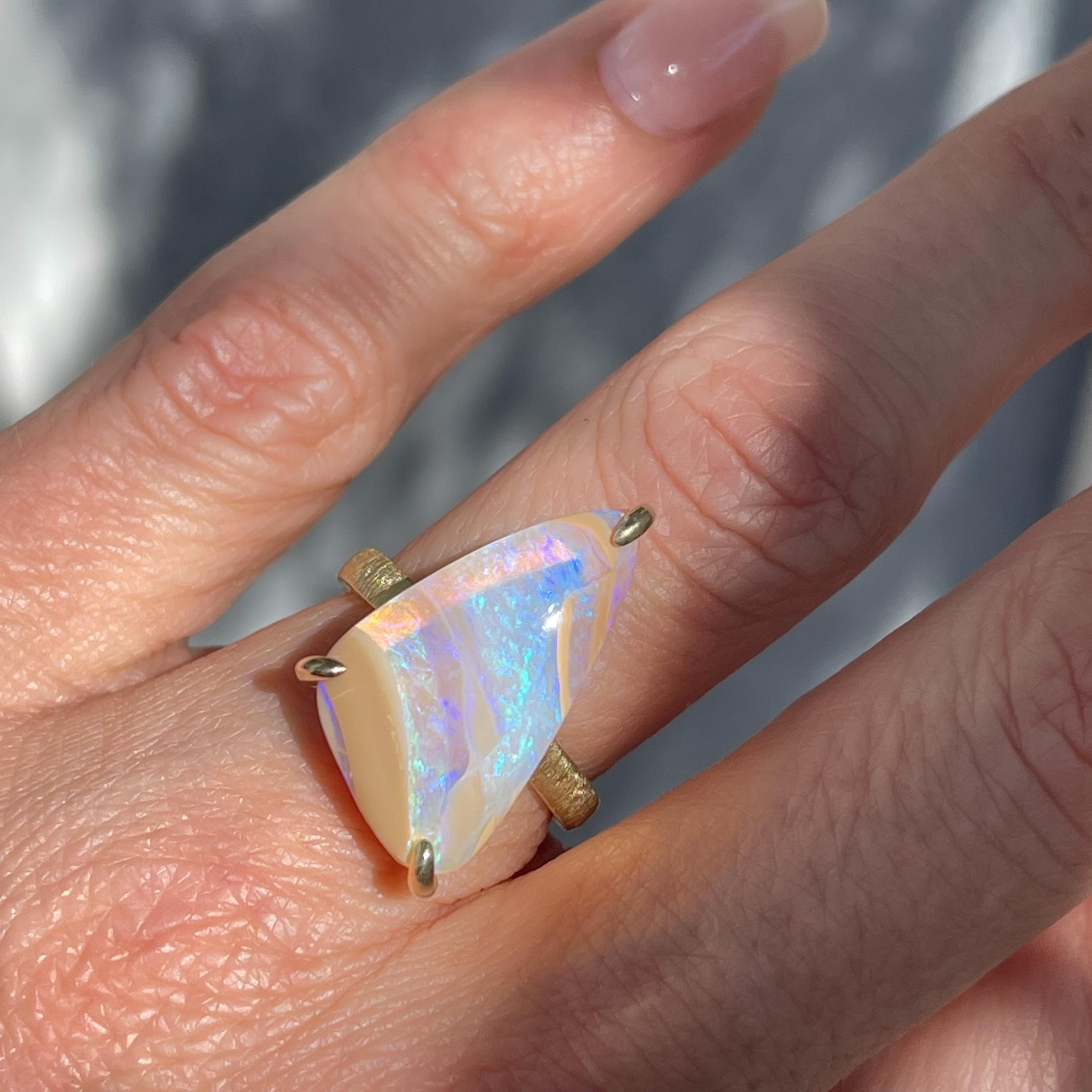 Passage of Time Australian Opal Ring in 14k Gold by NIXIN Jewelry For Sale 3