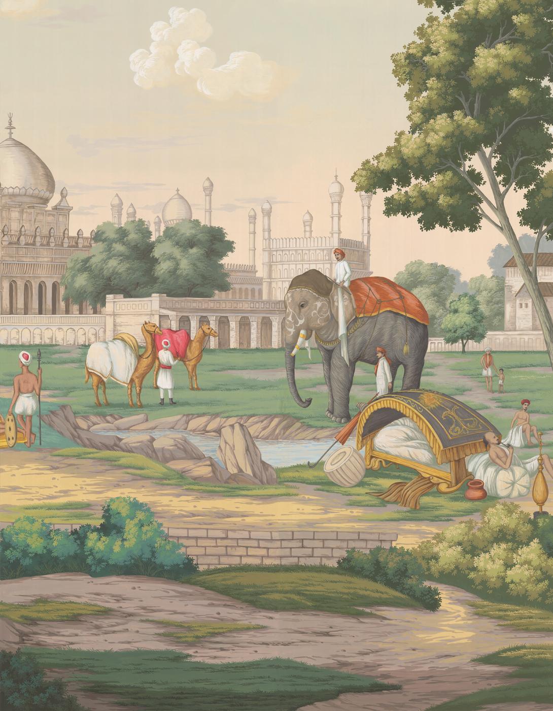 Other Passage To India Hand-painted Mural Wallpaper For Sale