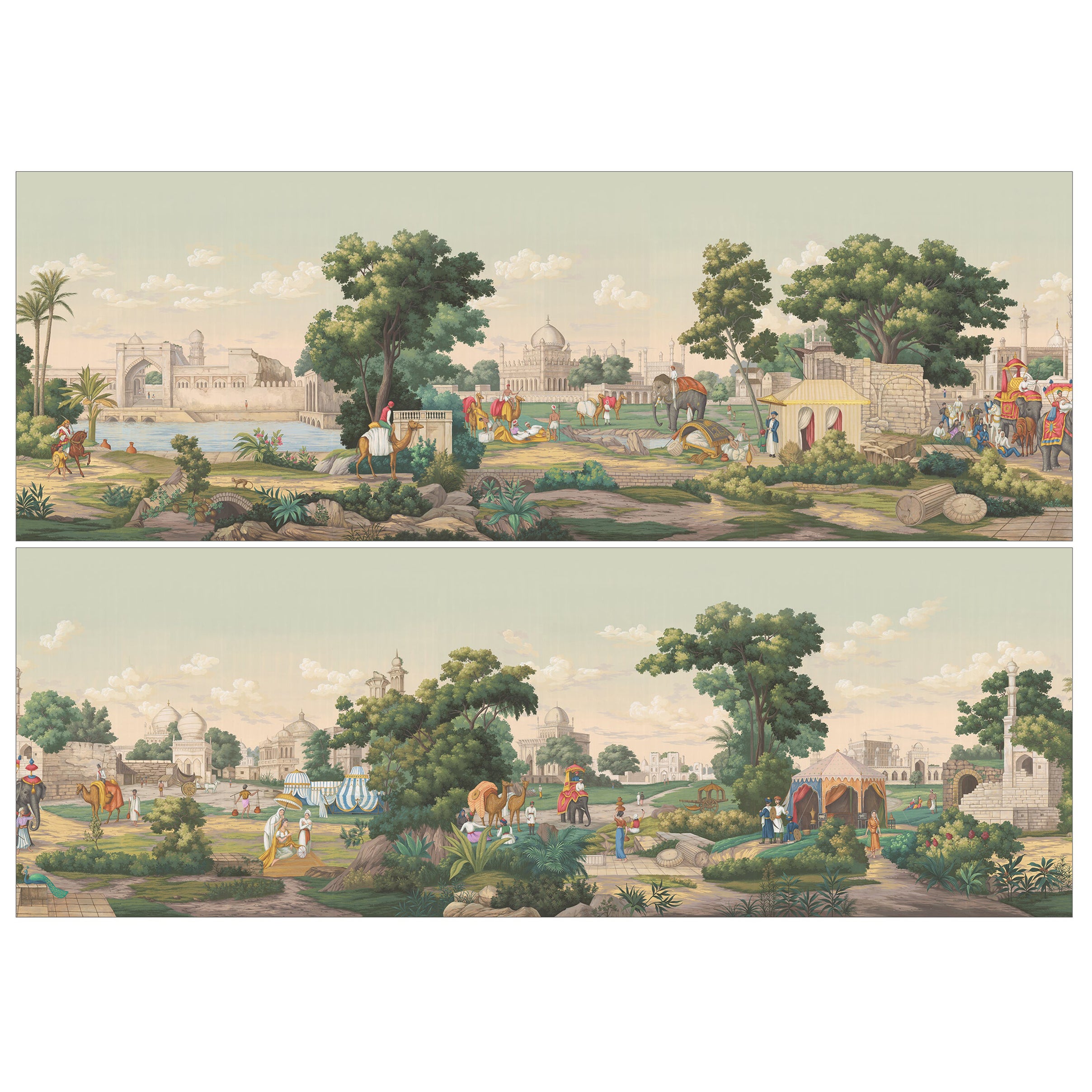 Passage To India Hand-painted Mural Wallpaper For Sale