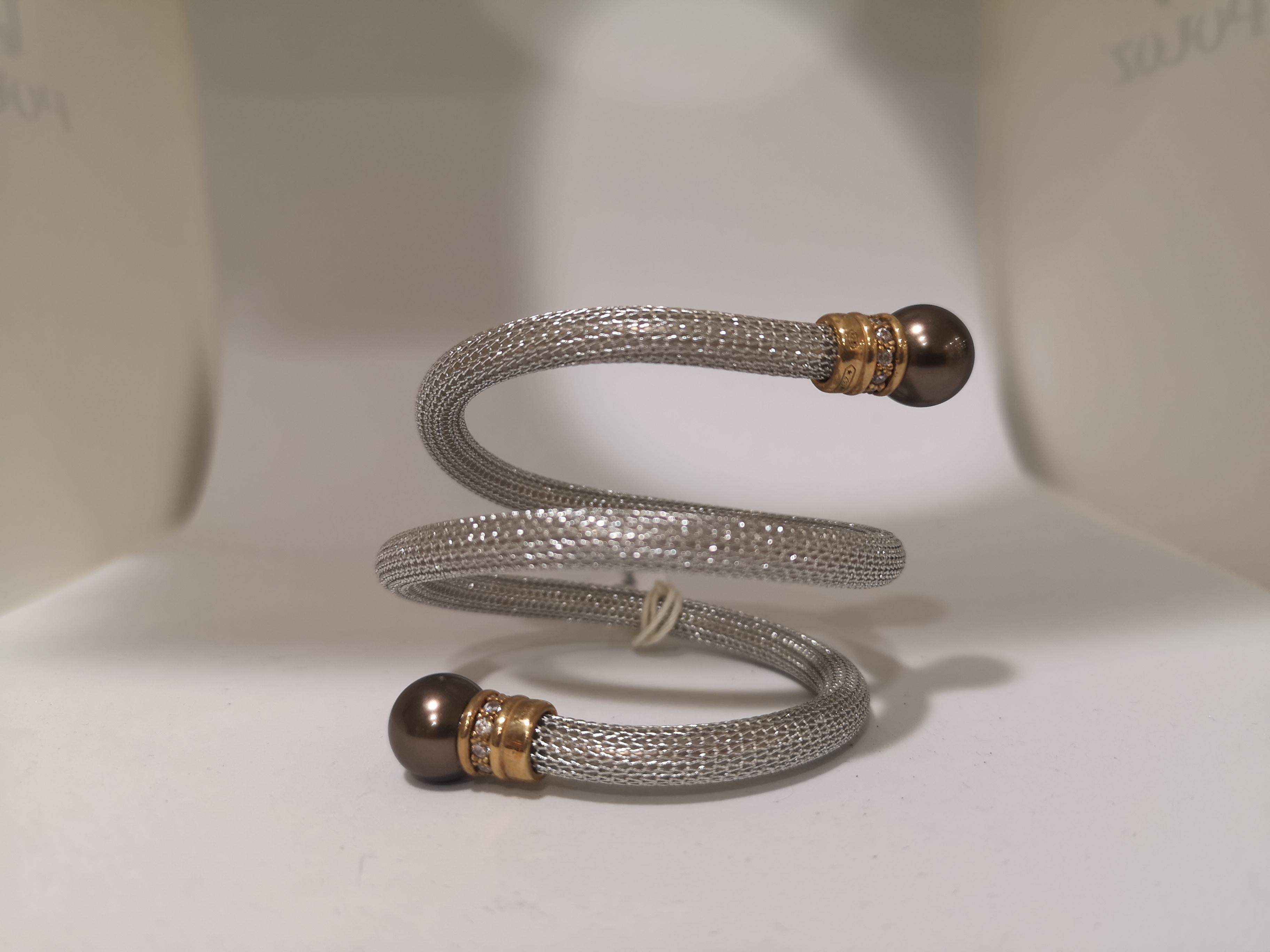 Women's Passavinti silver and faux pearls bracelet NWOT