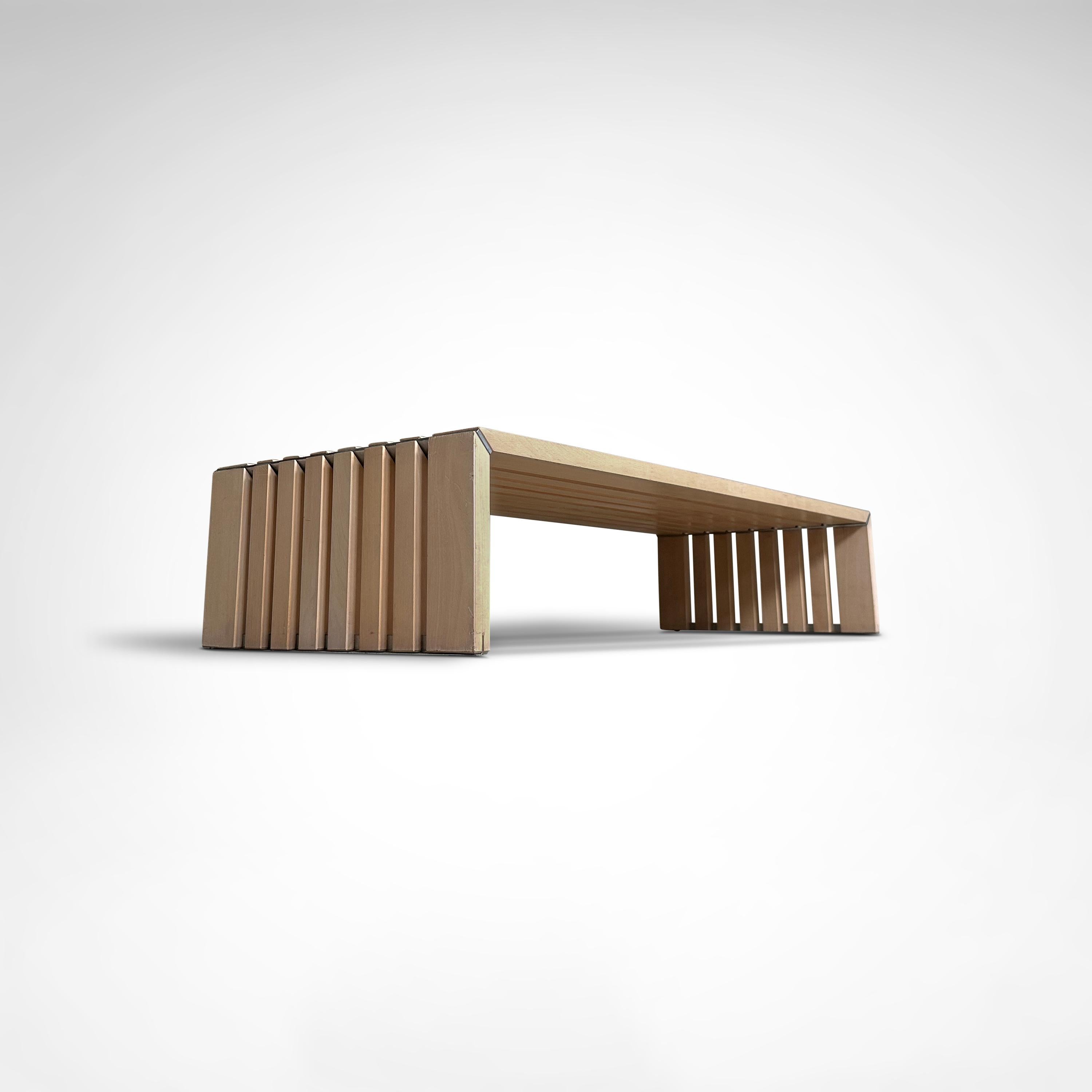 Minimalist Passe Partout slatted ash bench by Walter Antonis for Arspect 1970s For Sale