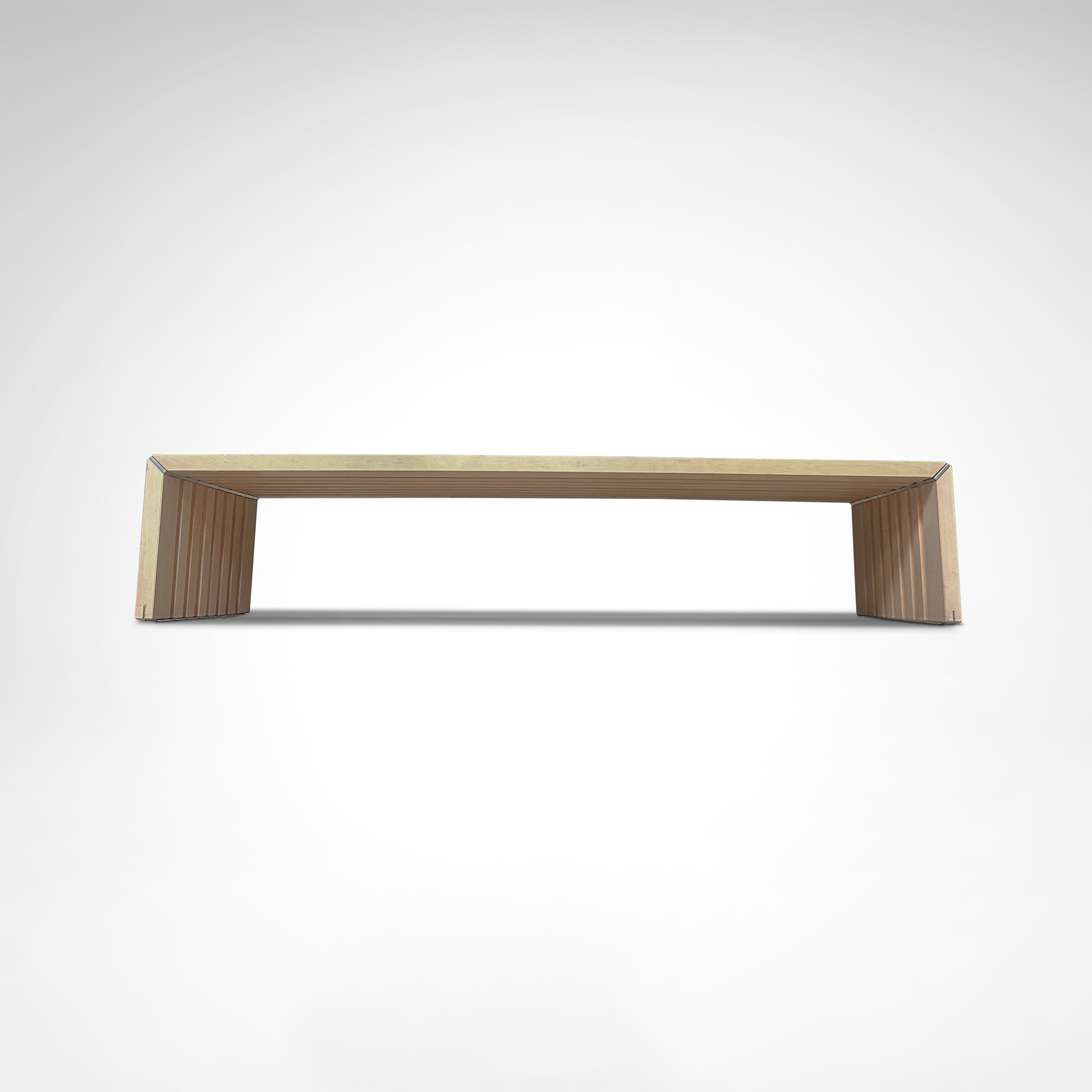 Metal Passe Partout slatted ash bench by Walter Antonis for Arspect 1970s For Sale