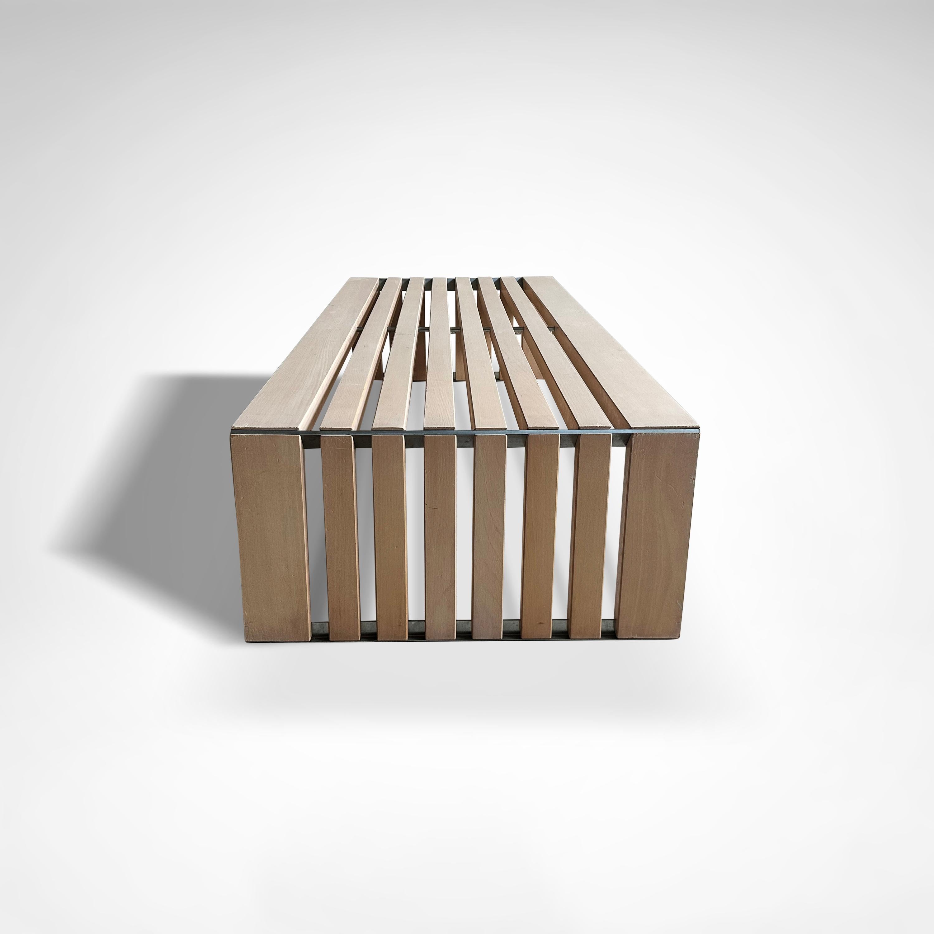 Passe Partout slatted ash bench by Walter Antonis for Arspect 1970s For Sale 1