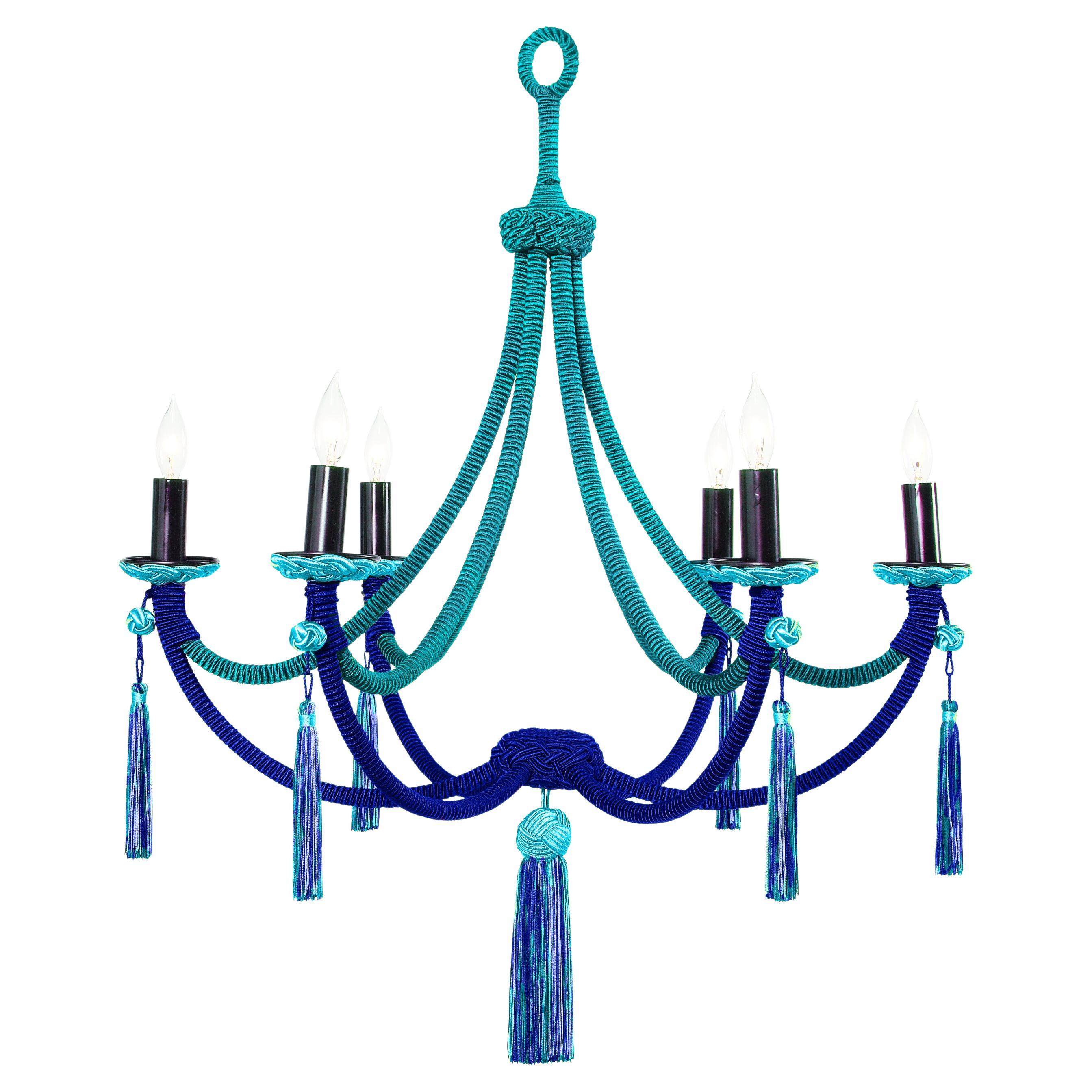 Passementerie Wrapped Chandelier, Silk Cords For Sale