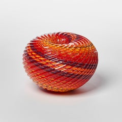 Passerine Basket, a red blown glass sculptural vessel by Layne Rowe
