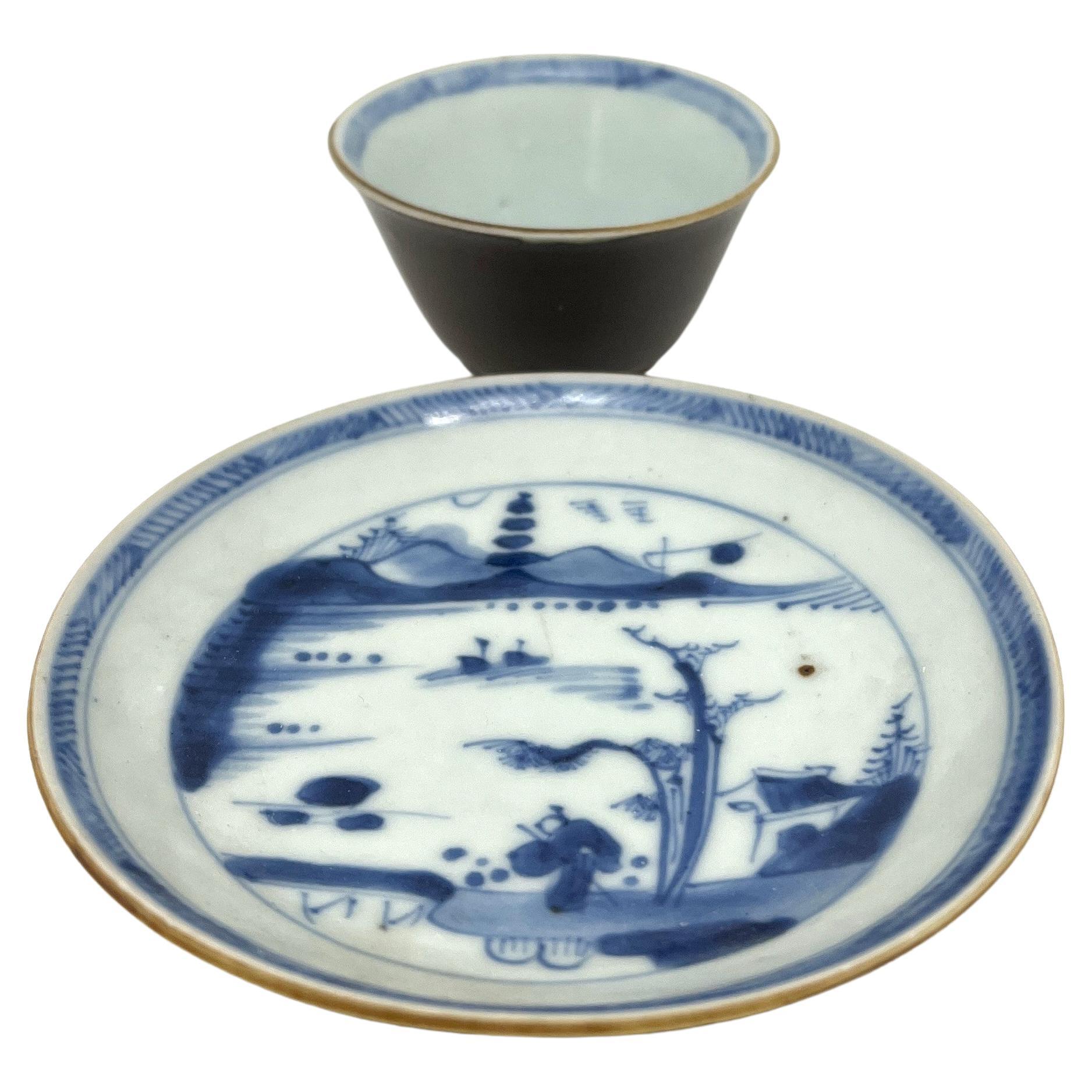 Passing Boat and Bridge Pattern Tea Set, Circa 1725, Qing Dynasty, Yongzheng Era For Sale