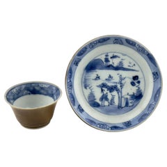 Bateaux de passage et personnages Tasse à thé et soucoupe C 1725, Dynastie Qing Ere Yongzheng