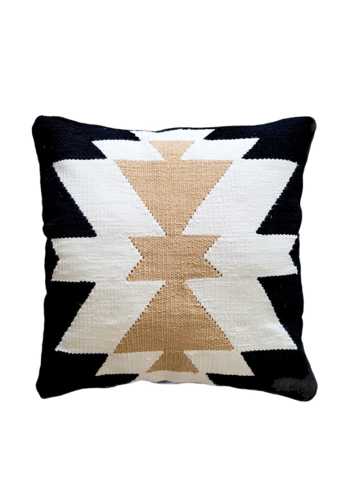 Egyptian Passion Black & White Cotton Pillow Cover For Sale