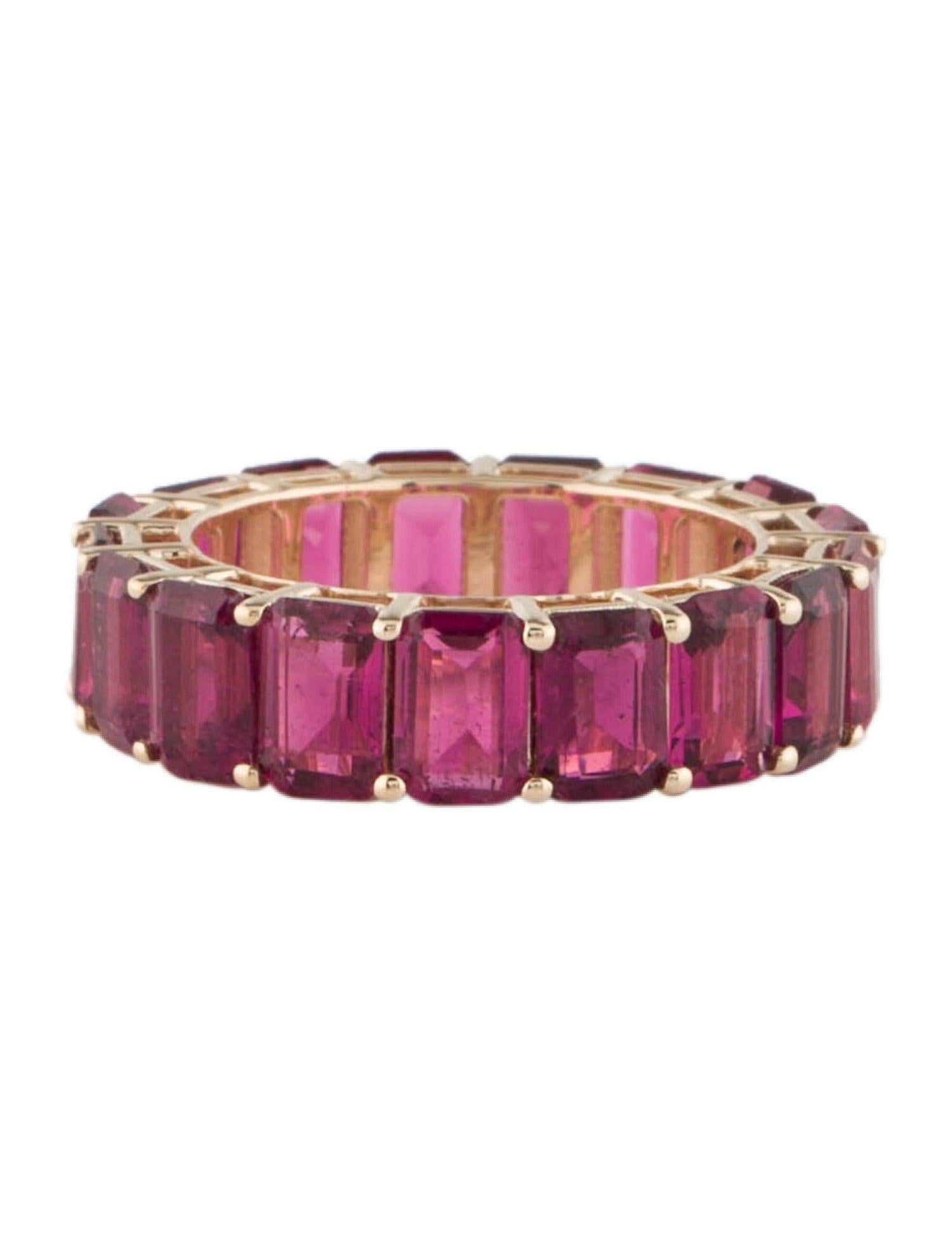 14K Tourmaline Eternity Band 9.97ctw Size 7 - Vibrant Elegance, Stunning Jewelry In New Condition For Sale In Holtsville, NY