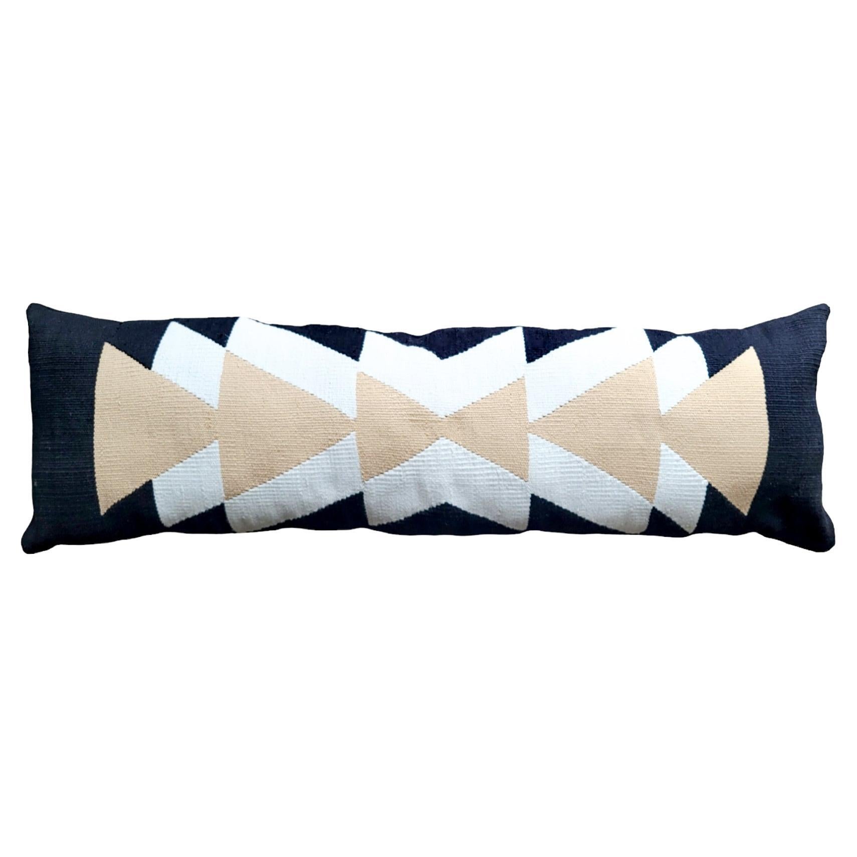 Passion - Housse de coussin lombaire extra longue - Coussin lombaire en coton noir 48". en vente