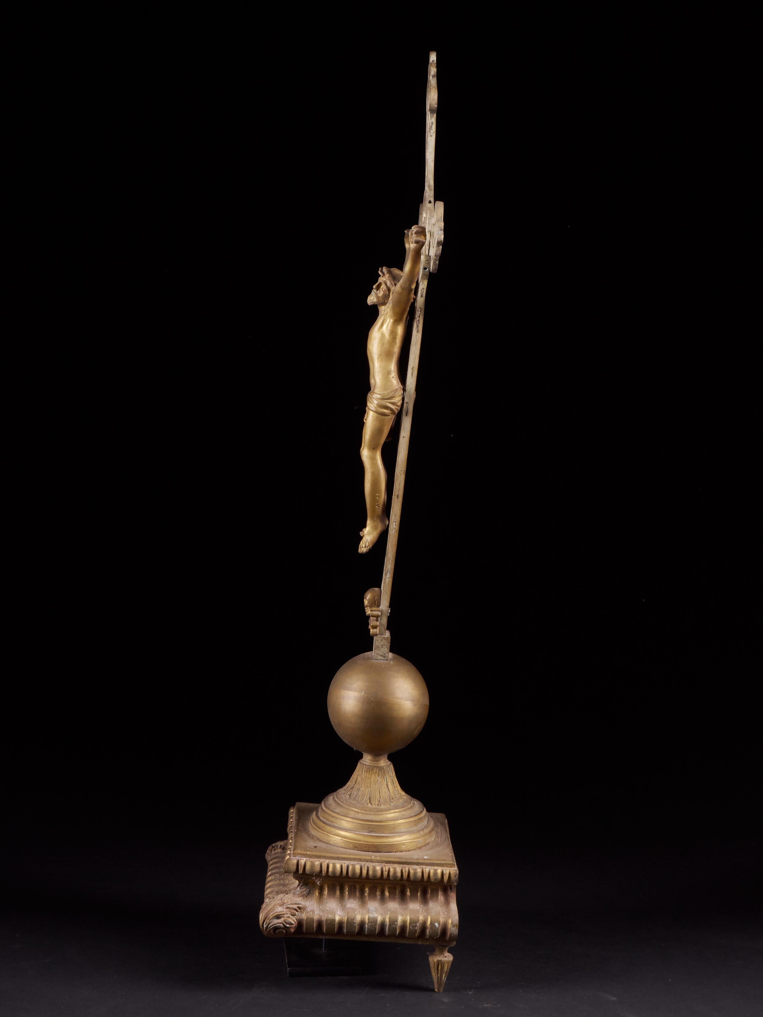 Passion of the Christ Statue with Skull Made of Copper Alloy In Good Condition In Leuven , BE