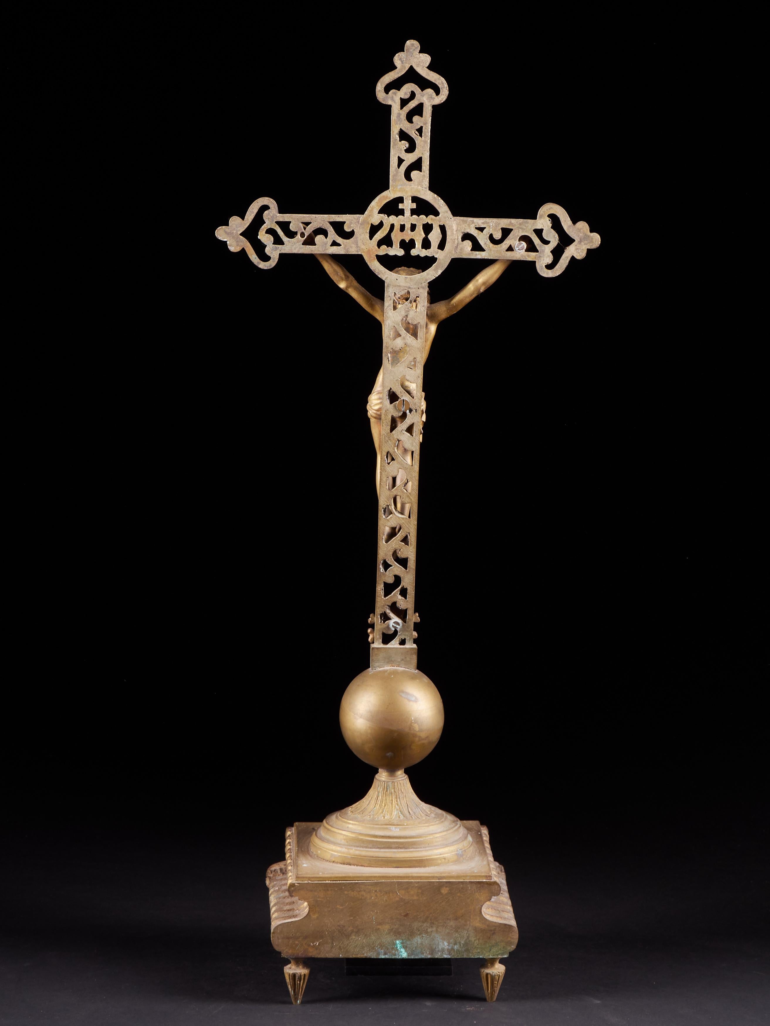 20th Century Passion of the Christ Statue with Skull Made of Copper Alloy
