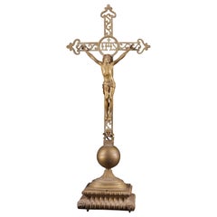 Vintage Passion of the Christ Statue with Skull Made of Copper Alloy